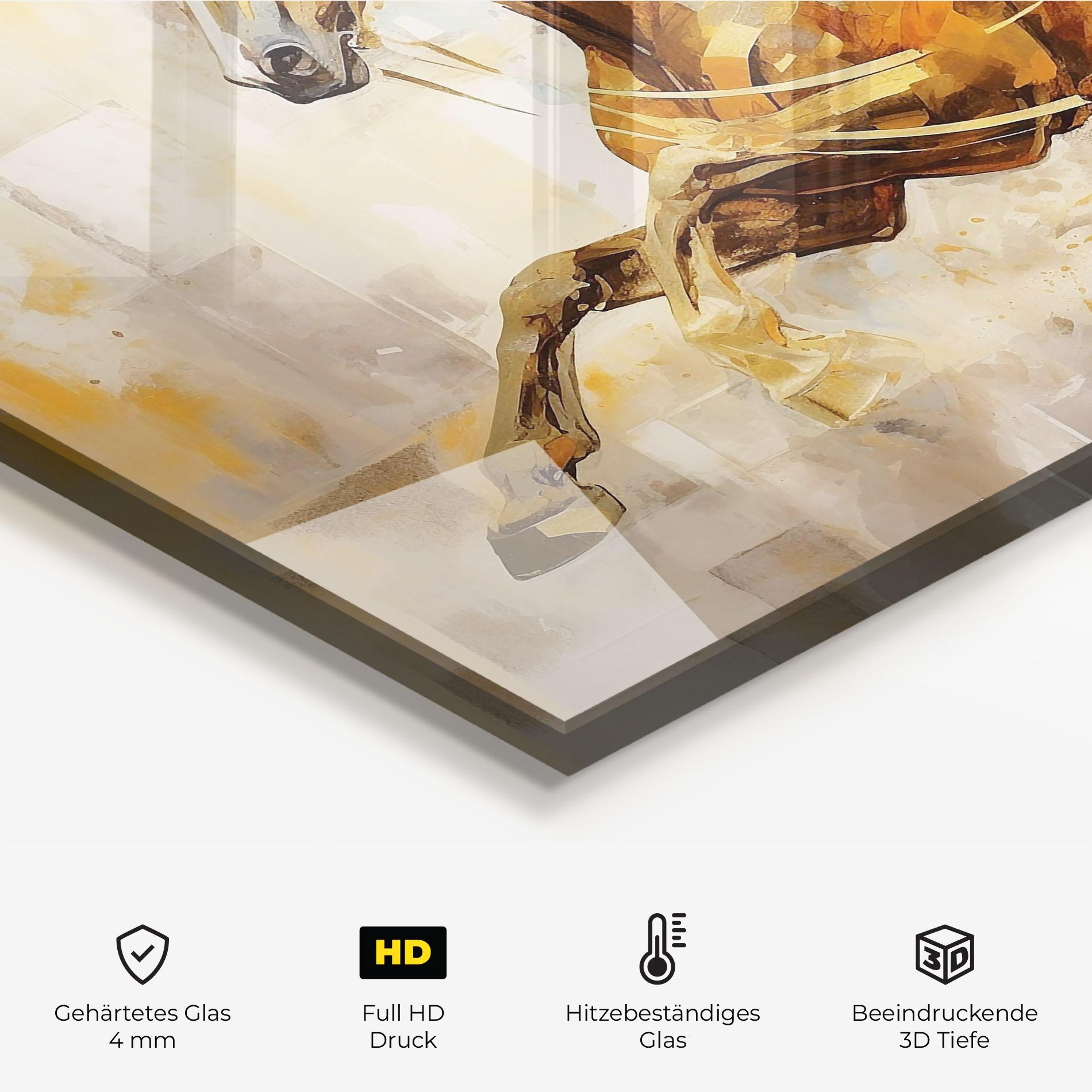 Küchenrückwand Glas Light Brown Horses Running mockup 2