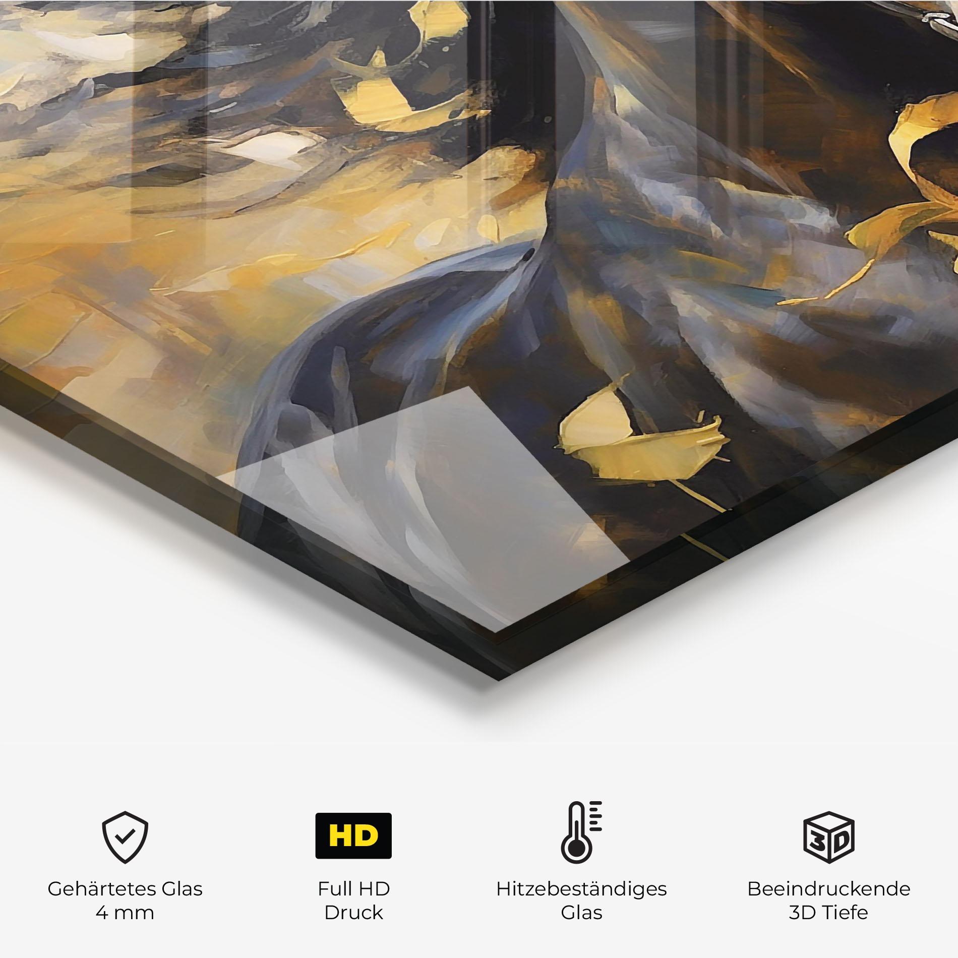 Küchenrückwand Glas Yellow Roses Horse mockup 2