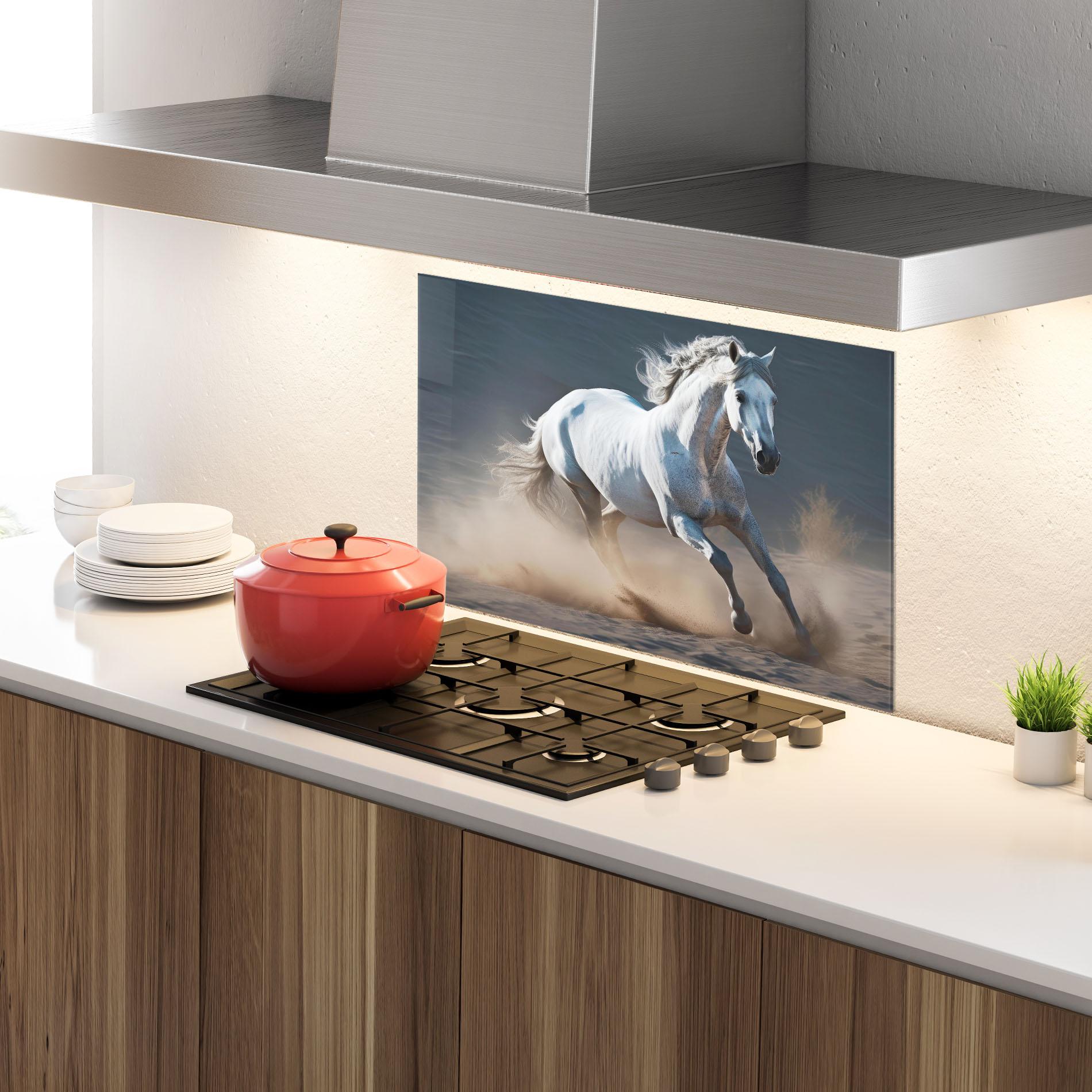 Küchenrückwand Glas Desert Horse mockup 4
