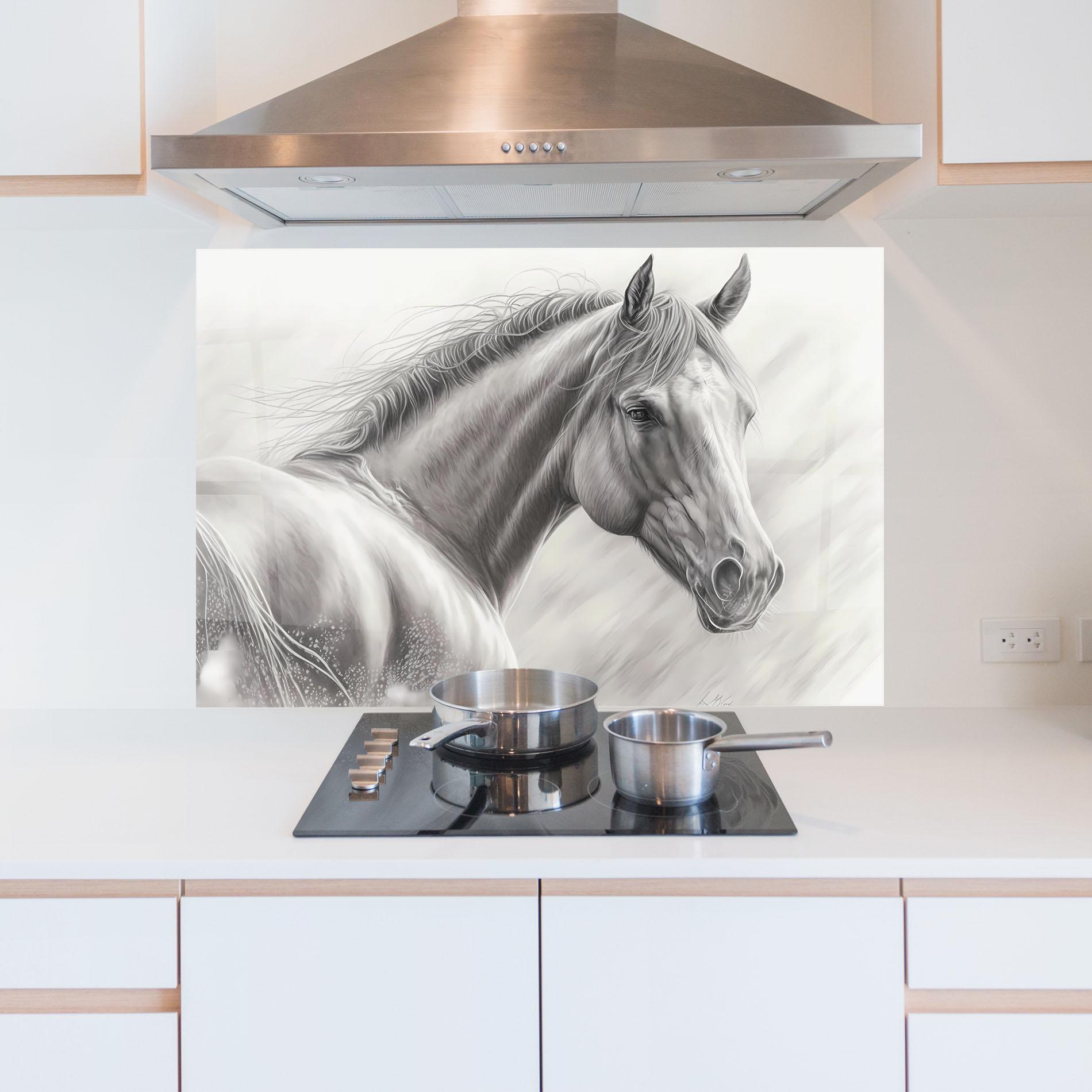 Küchenrückwand Glas Pencil Horse Drawing mockup 5