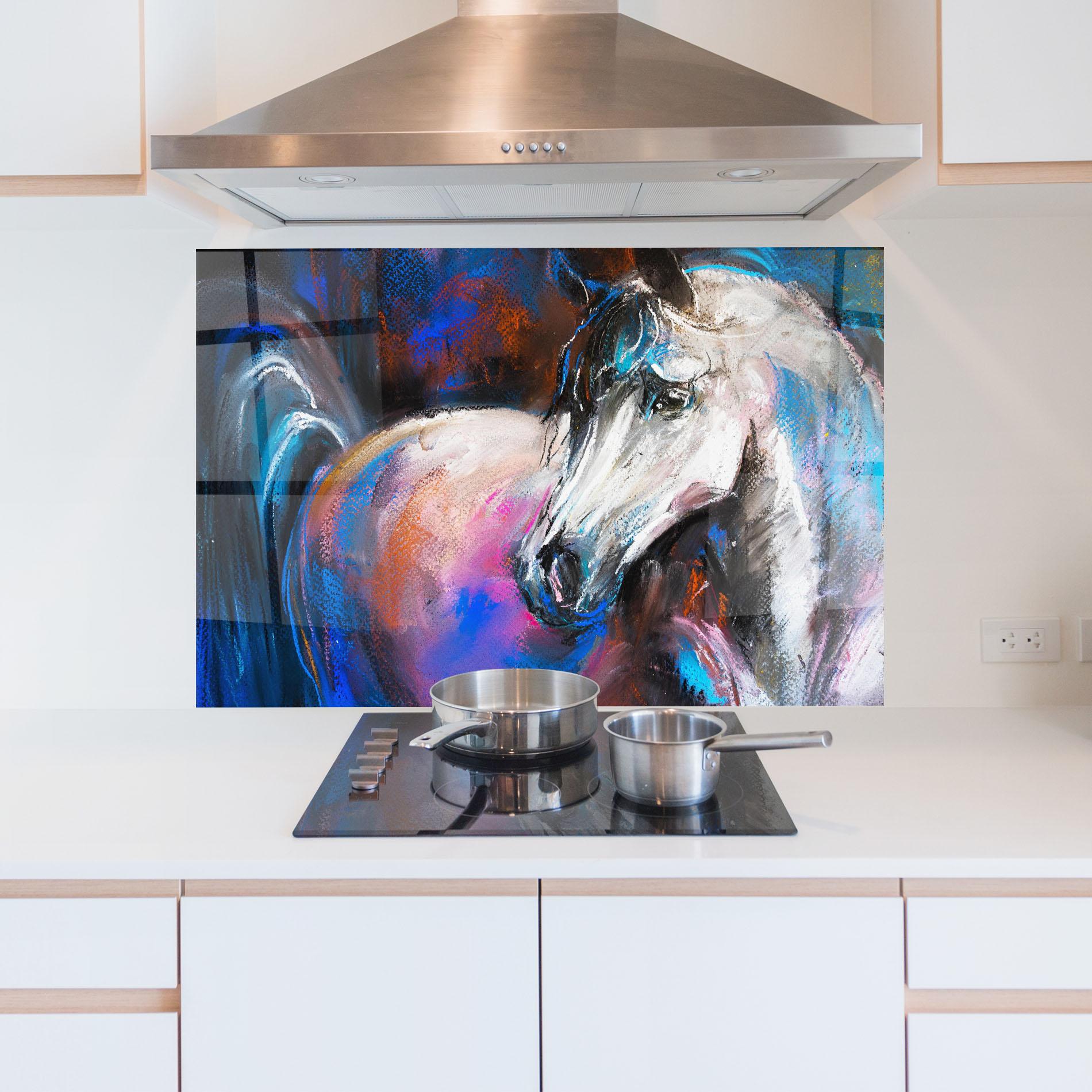 Küchenrückwand Glas Shades Of Horse mockup 5