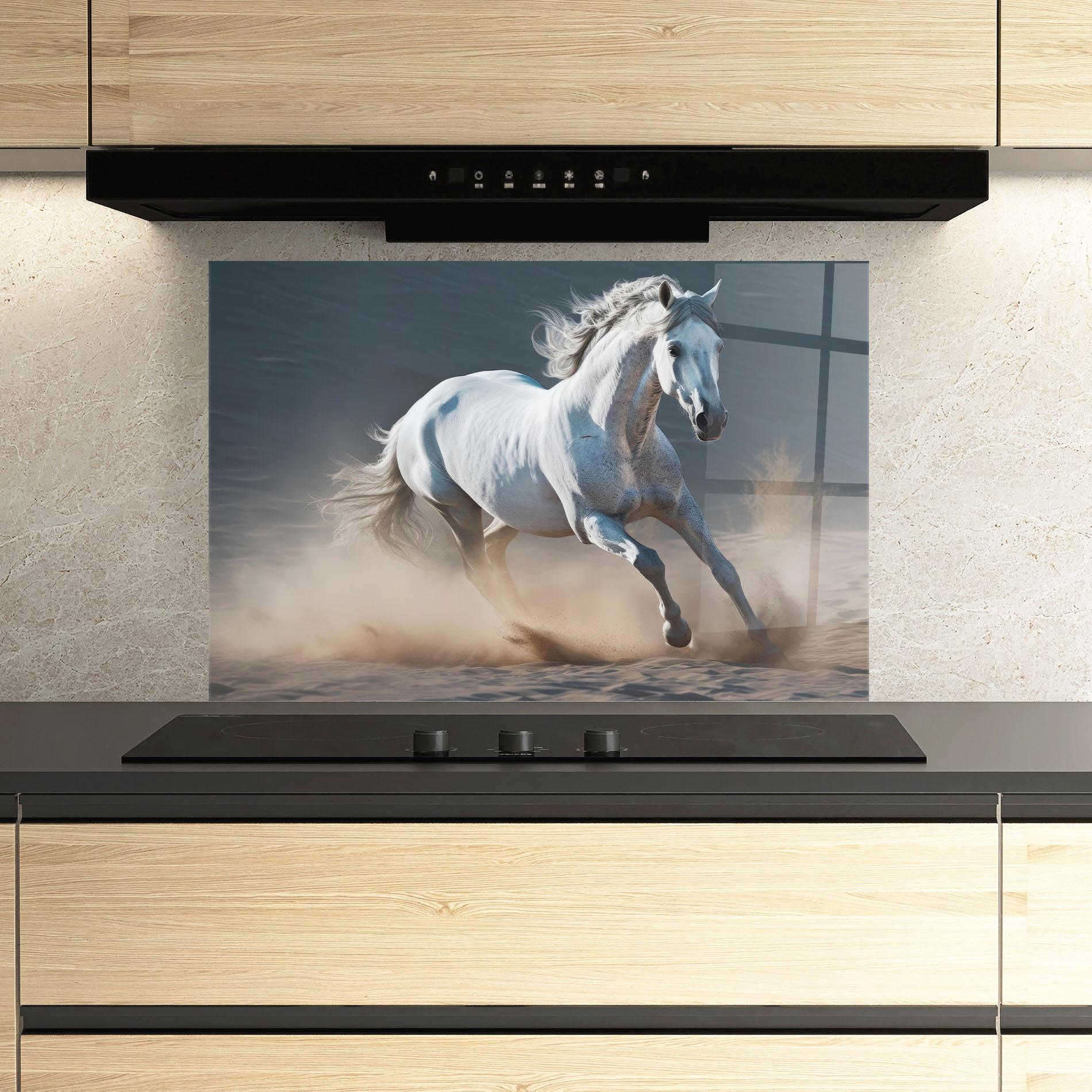 Küchenrückwand Glas Desert Horse mockup 3