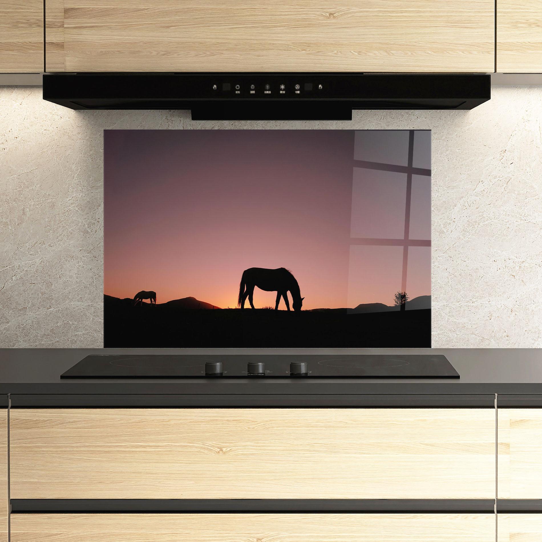 Küchenrückwand Glas Horse Silhouette mockup 3