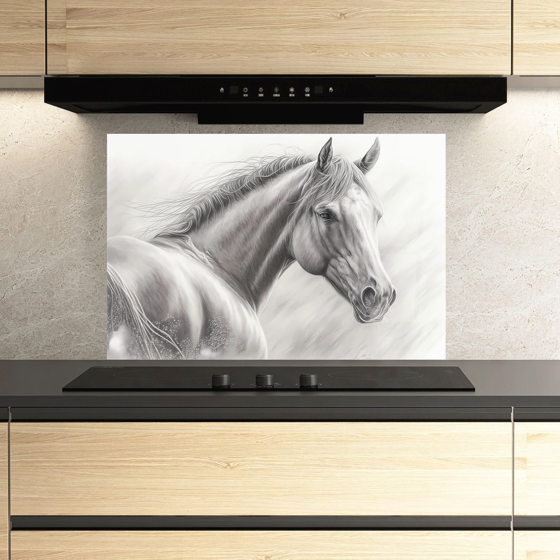Küchenrückwand Glas Pencil Horse Drawing mockup 3