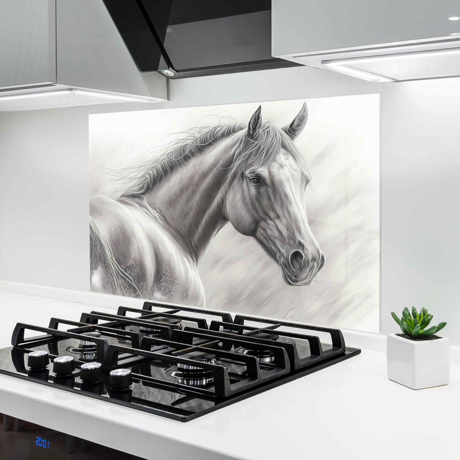 Küchenrückwand Glas Pencil Horse Drawing mockup 6