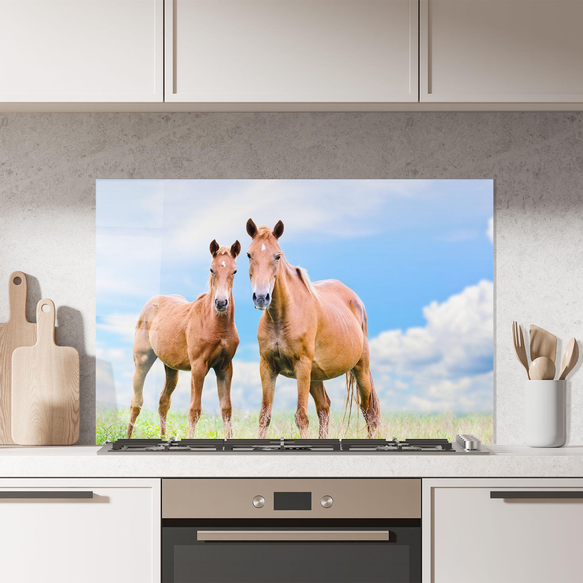 Küchenrückwand Glas Brown Horse Looking mockup 7