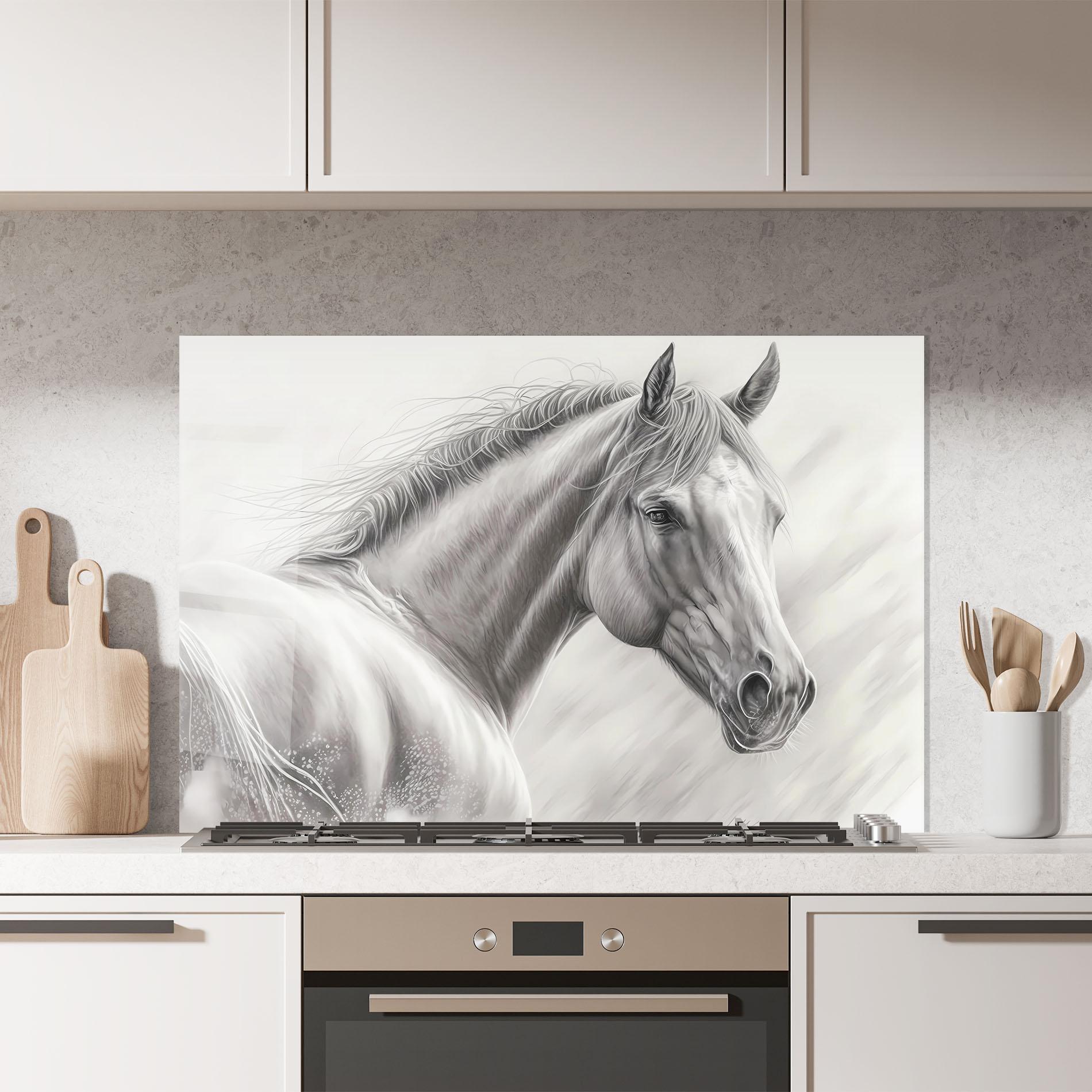 Küchenrückwand Glas Pencil Horse Drawing mockup 7