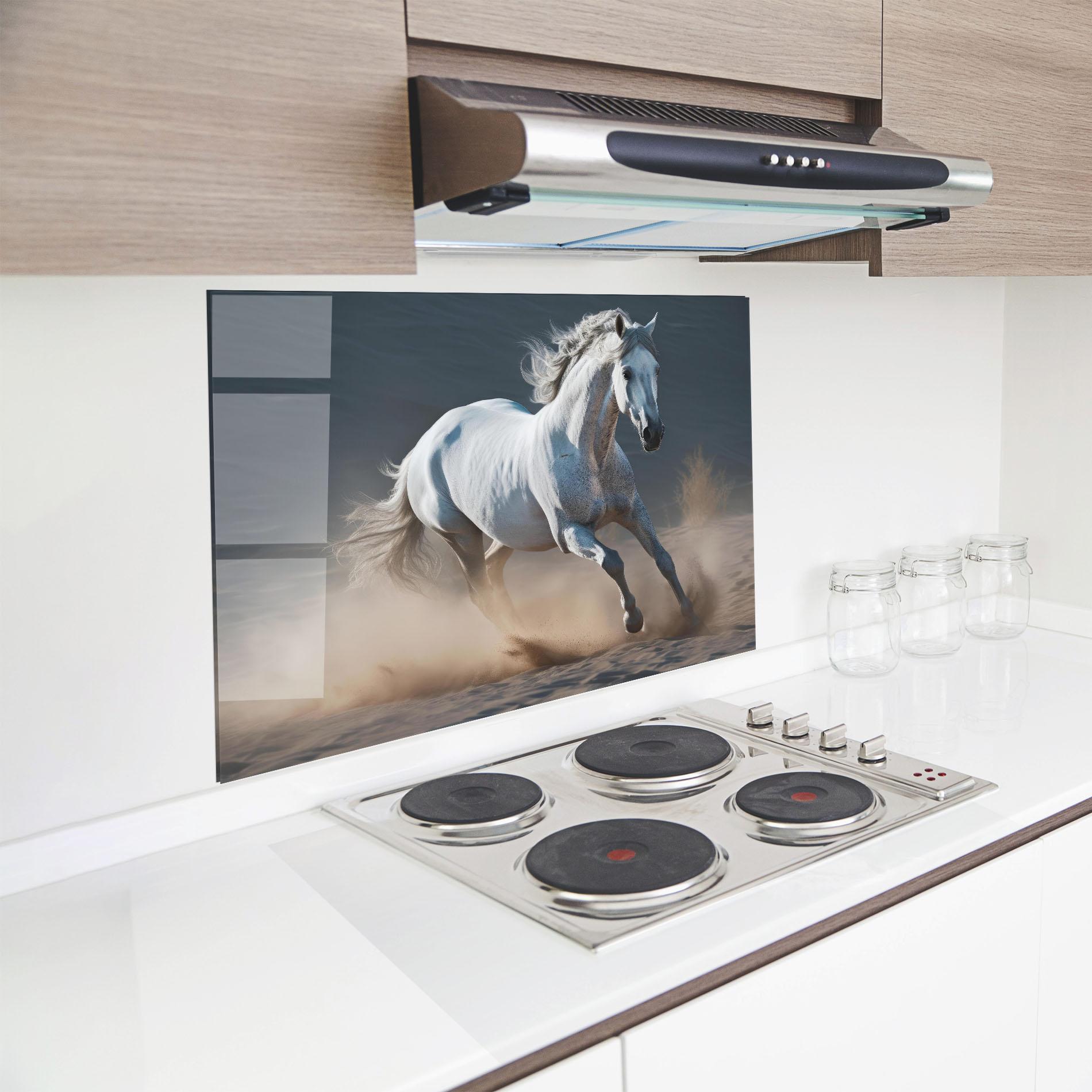Küchenrückwand Glas Desert Horse mockup 8