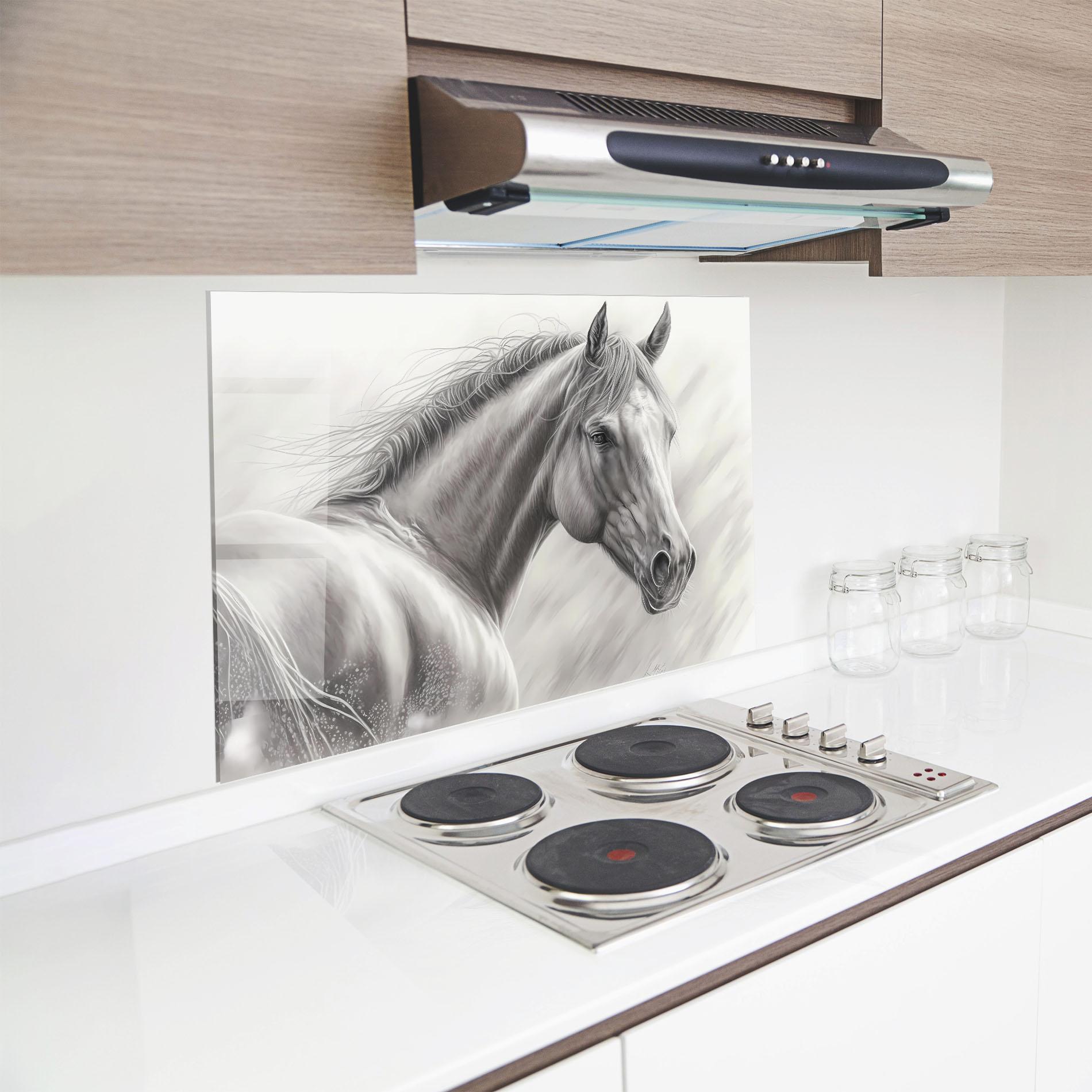 Küchenrückwand Glas Pencil Horse Drawing mockup 8