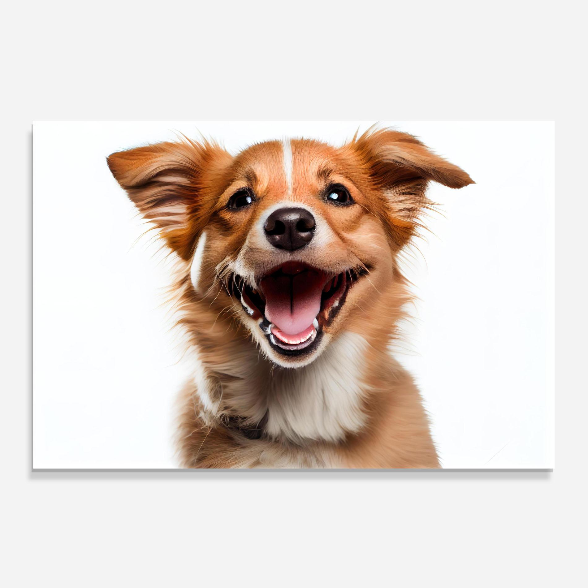 Küchenrückwand Glas Happy Smiling Dog mockup 0