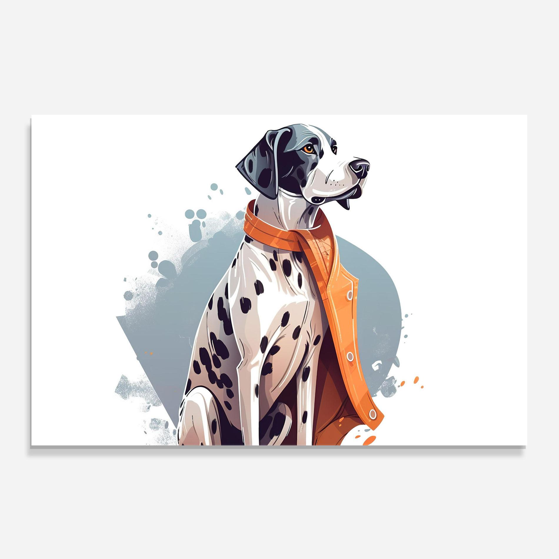 Küchenrückwand Glas Orange Scarf Dalmatian mockup 0