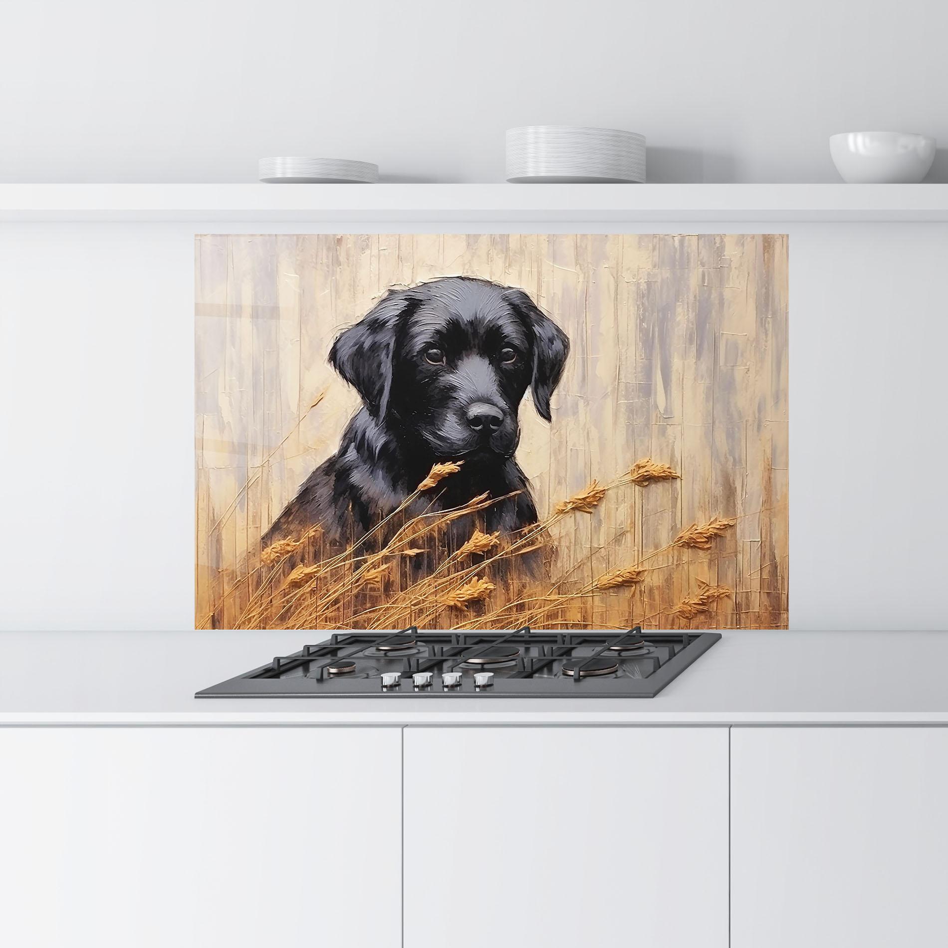 Küchenrückwand Glas Black Dog Art mockup 9