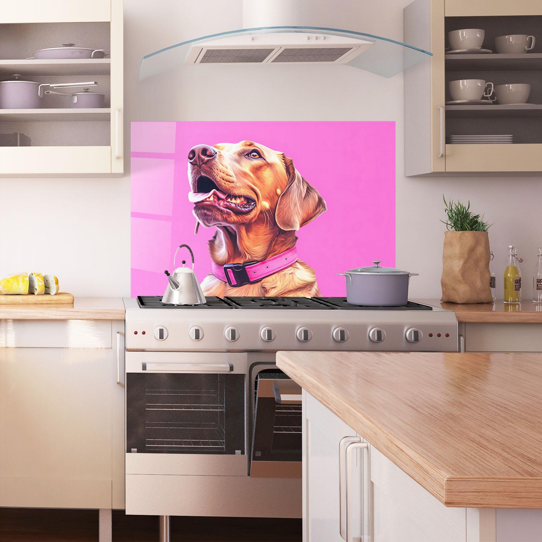 Küchenrückwand Glas Cute Retriever Dog mockup 1