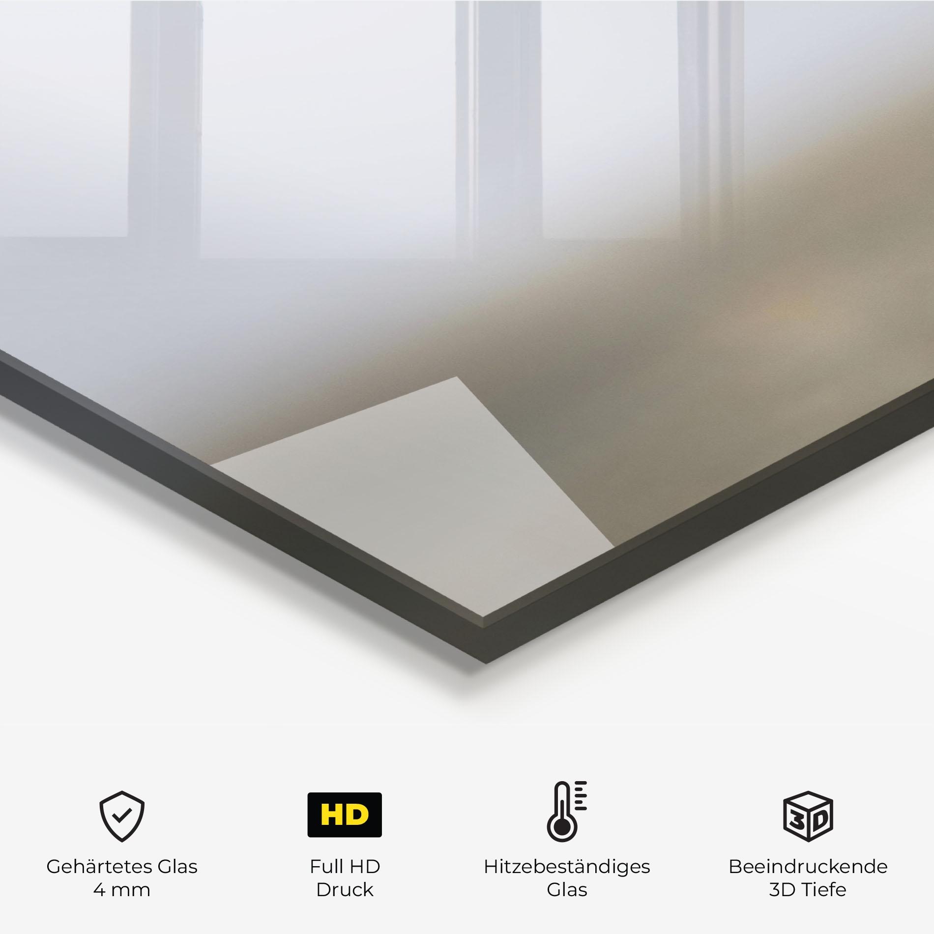 Küchenrückwand Glas Brown White Dog mockup 2