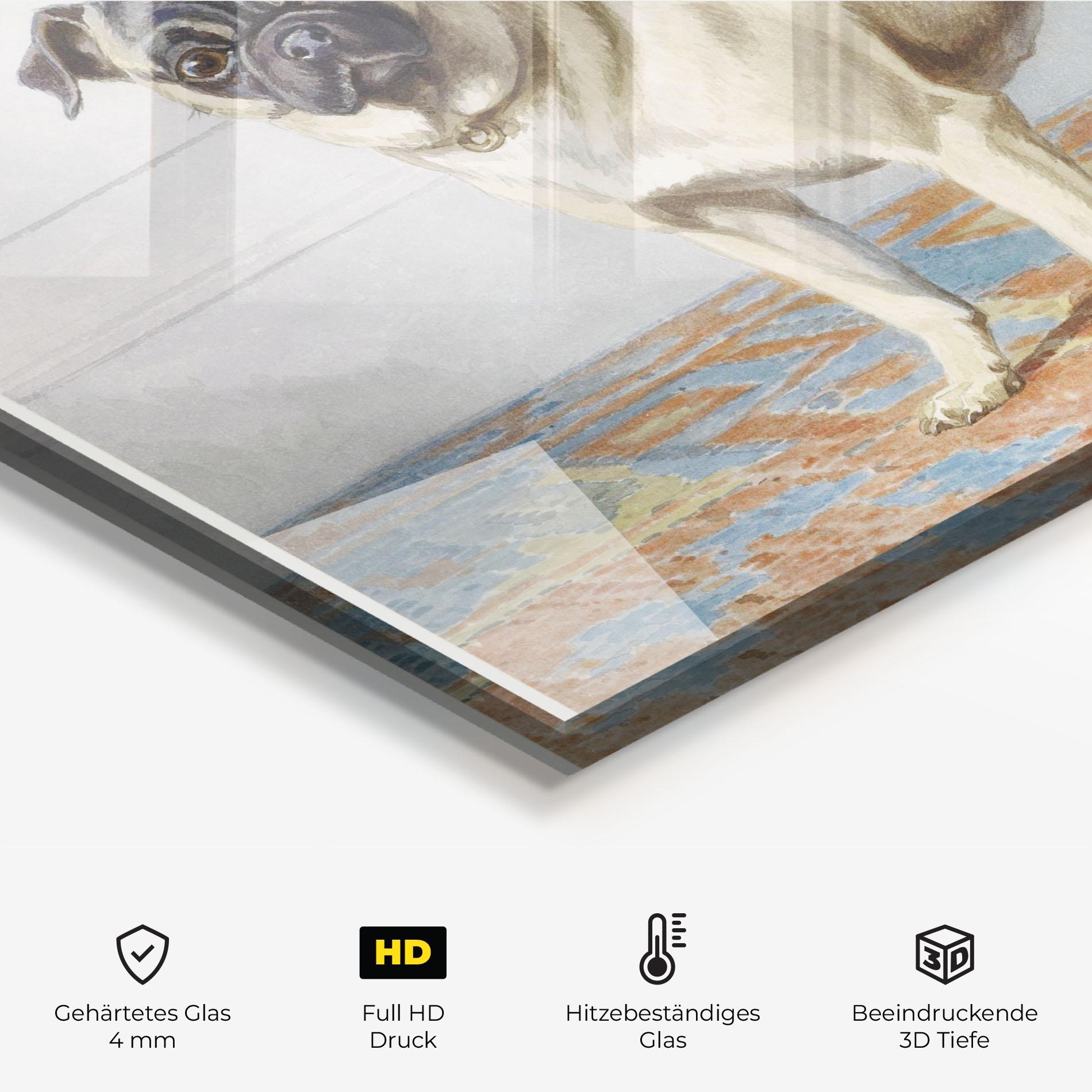 Küchenrückwand Glas Cute Cream Dog mockup 2