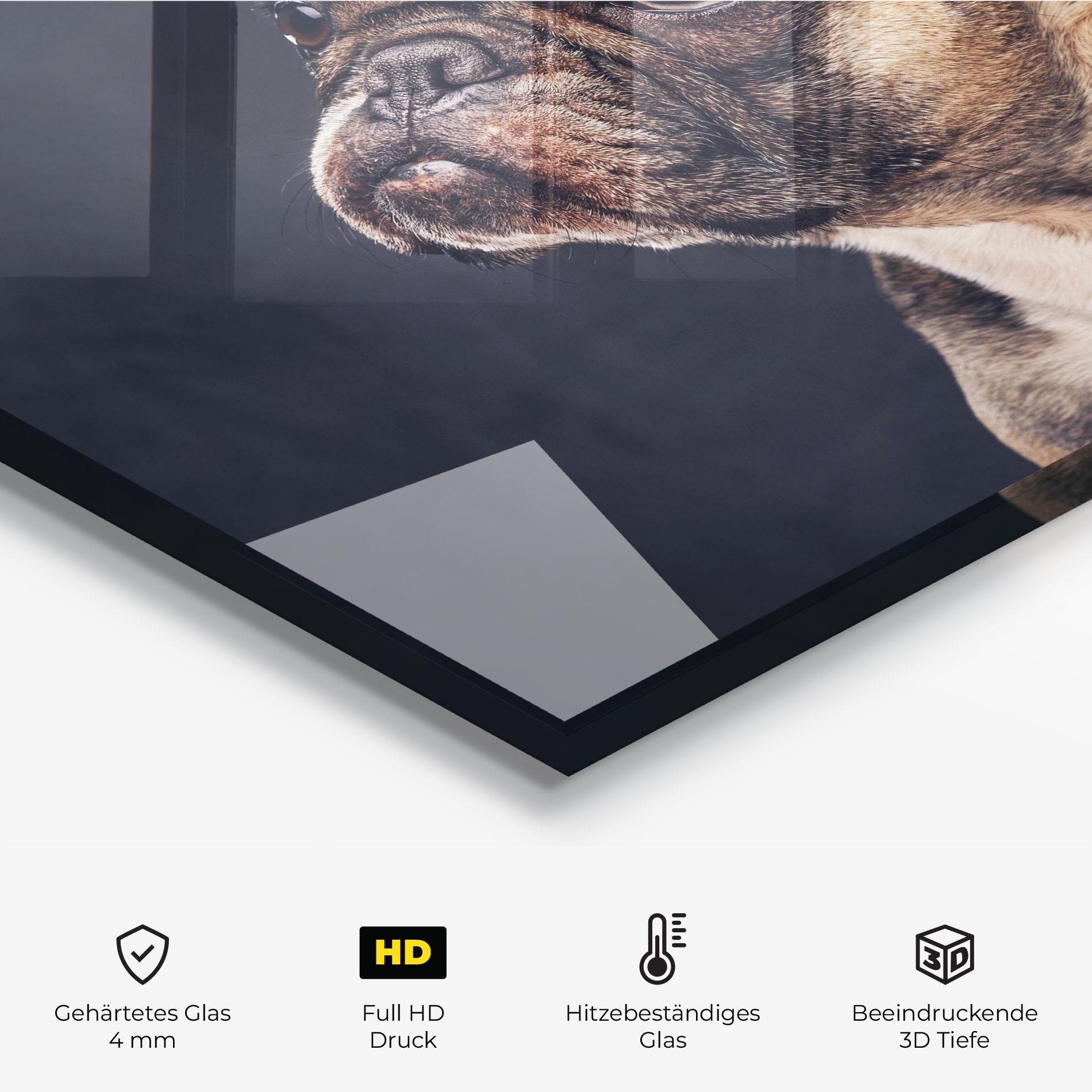 Küchenrückwand Glas Funny Face Dog mockup 2