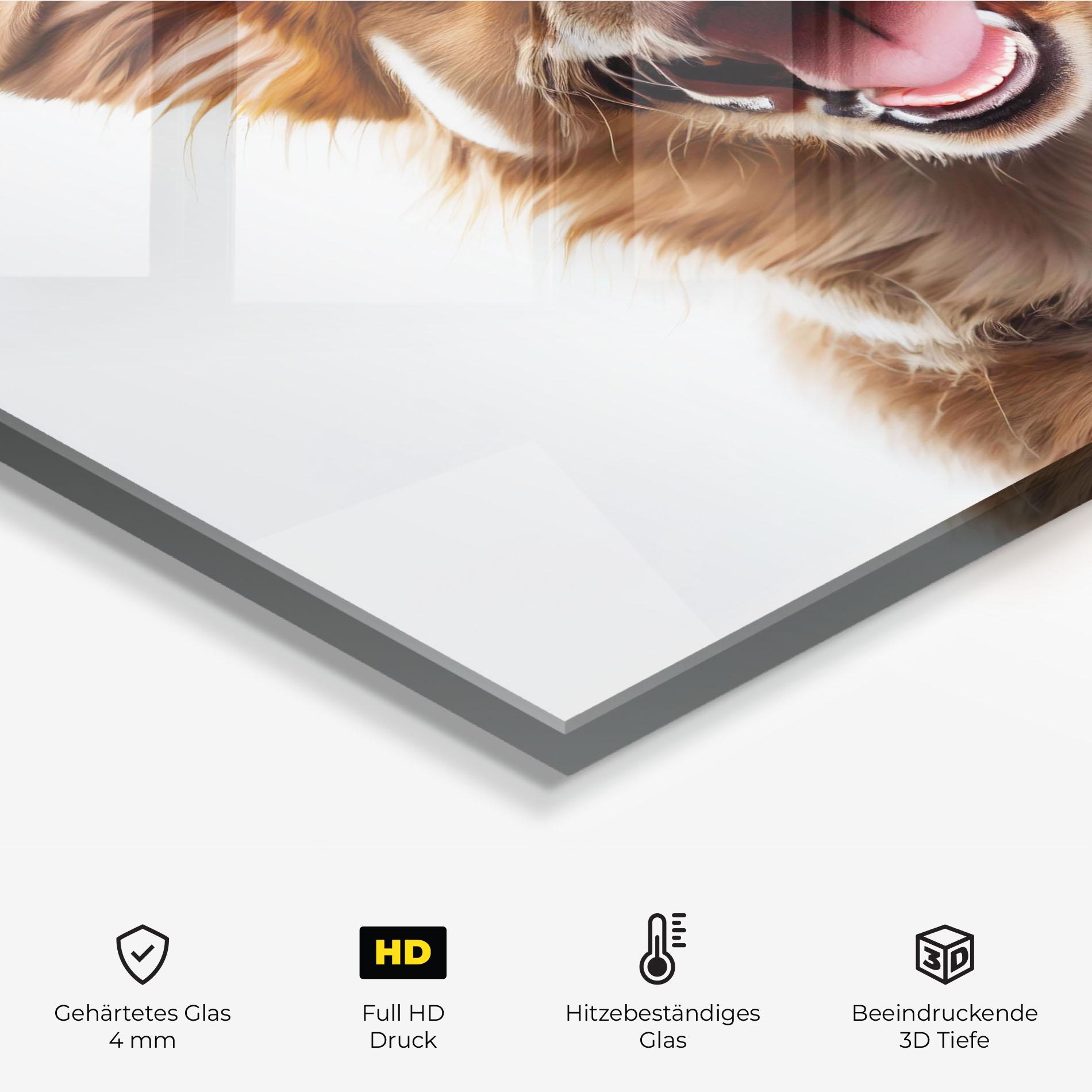 Küchenrückwand Glas Happy Smiling Dog mockup 2