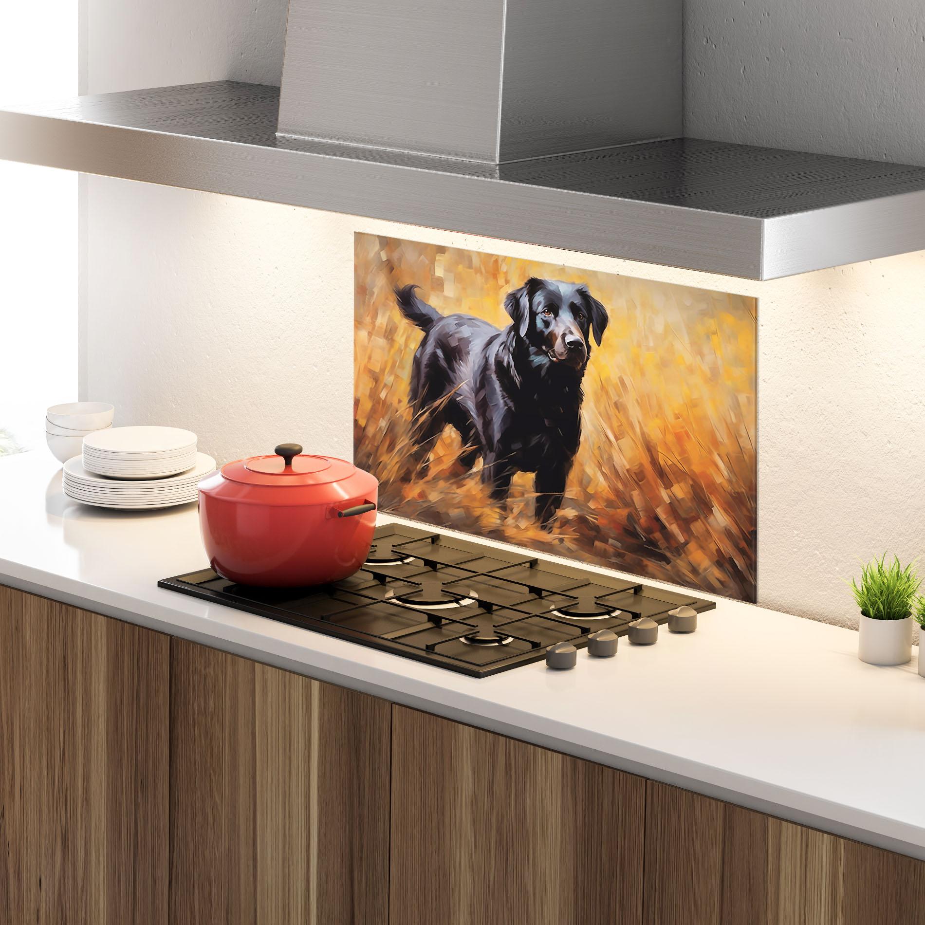 Küchenrückwand Glas Black Pretty Dog mockup 4