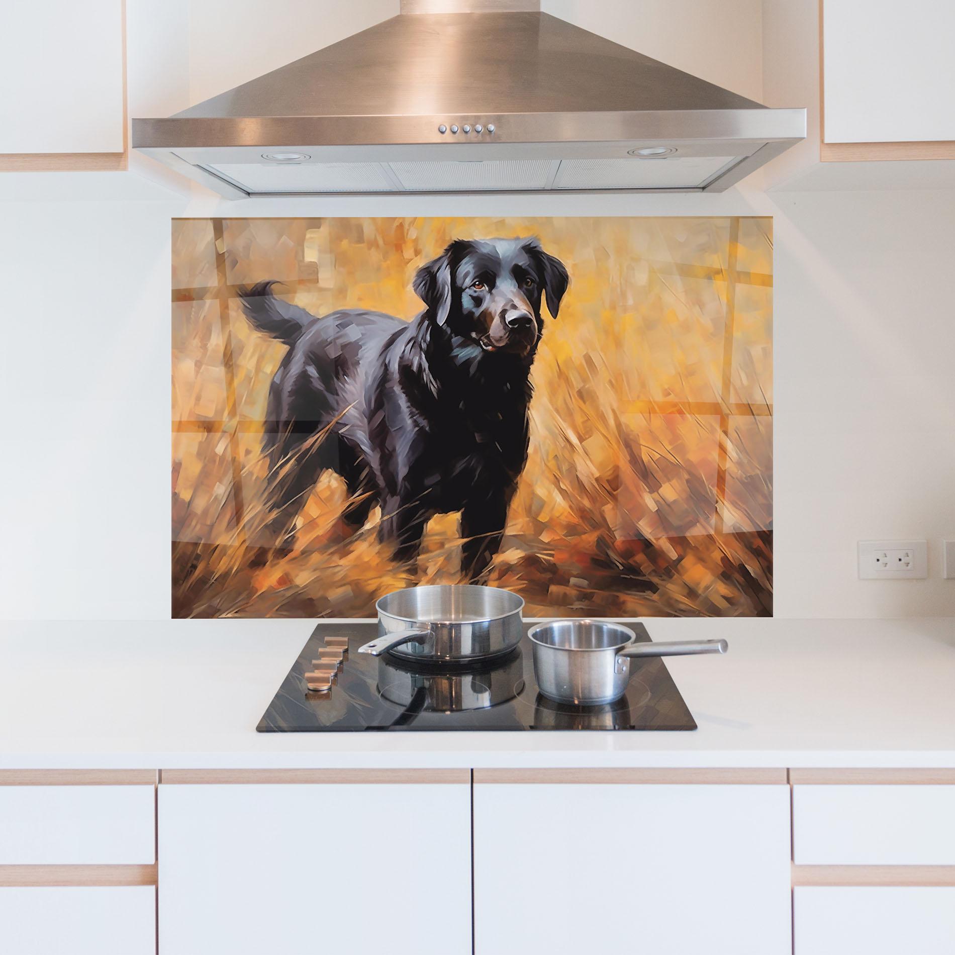 Küchenrückwand Glas Black Pretty Dog mockup 5