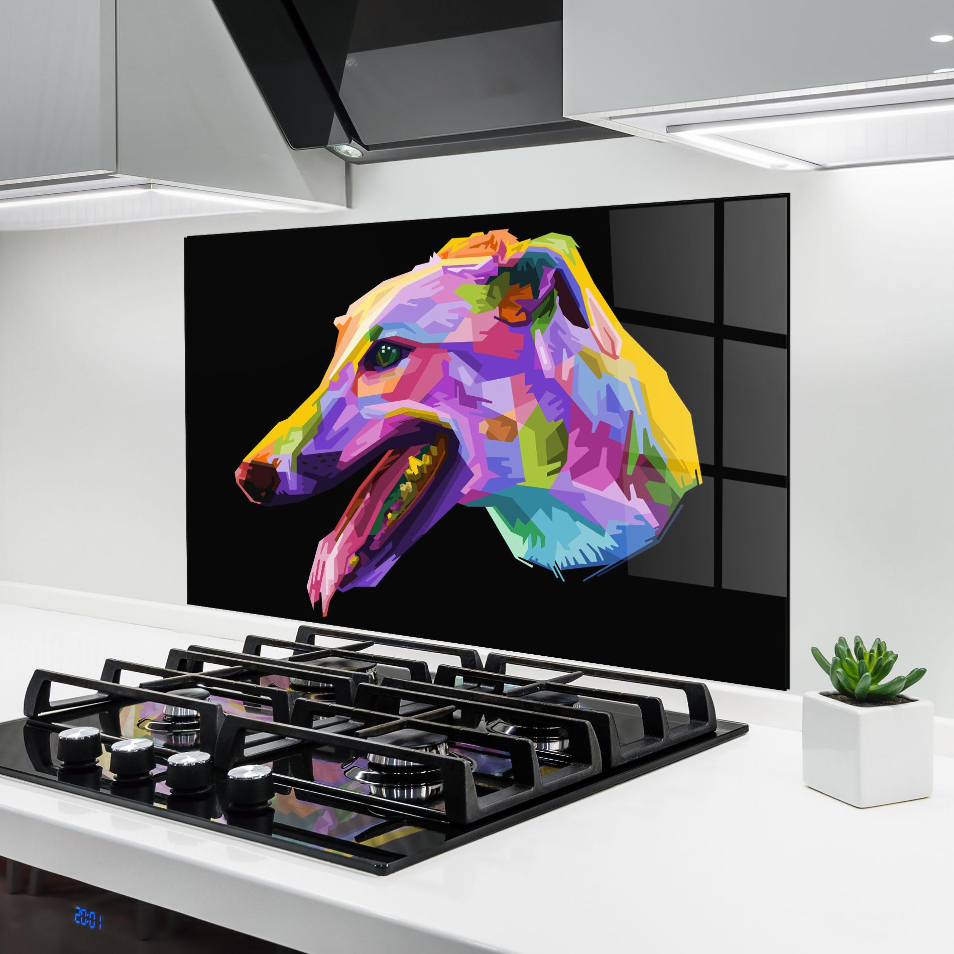 Küchenrückwand Glas Colorful Dog Art mockup 6