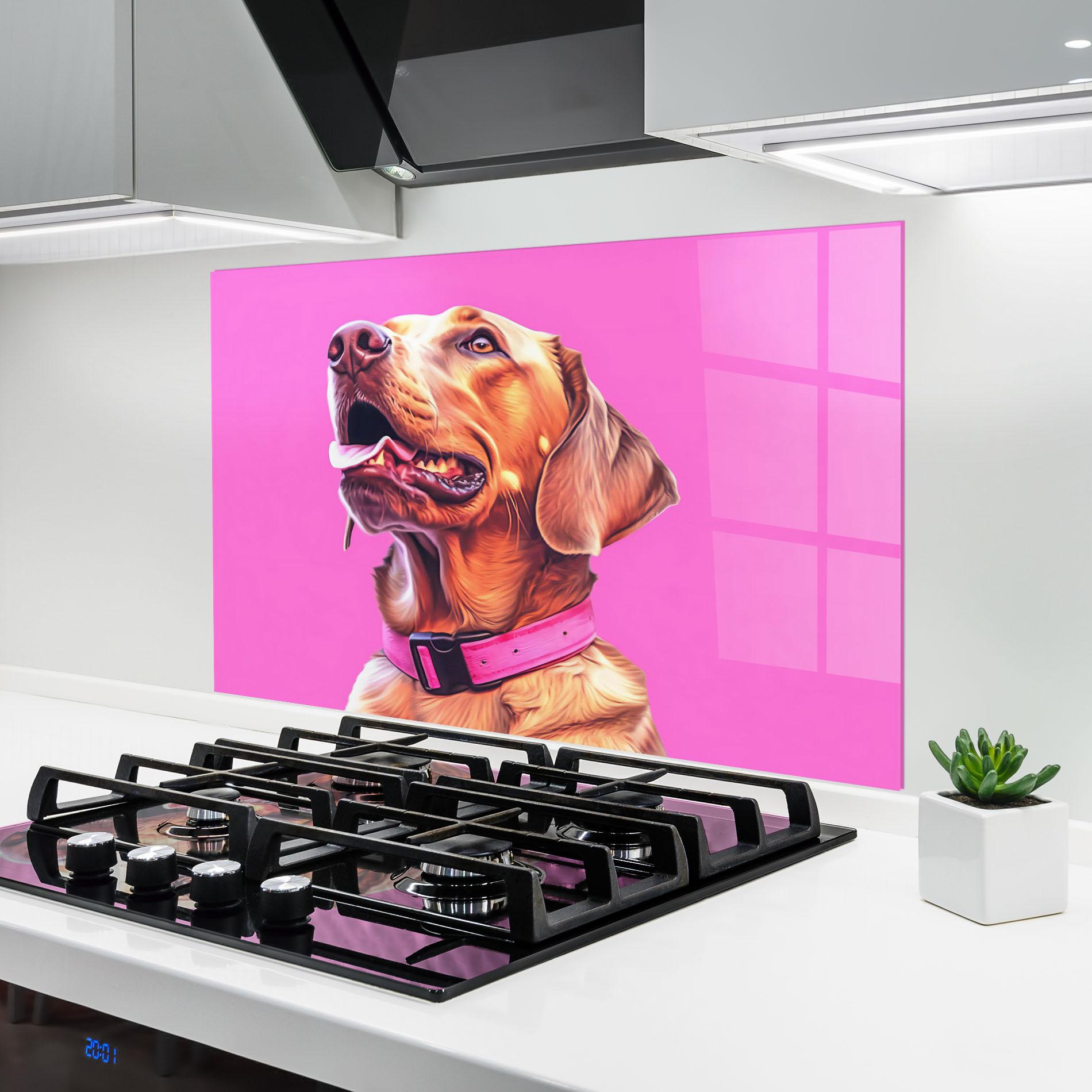 Küchenrückwand Glas Cute Retriever Dog mockup 6