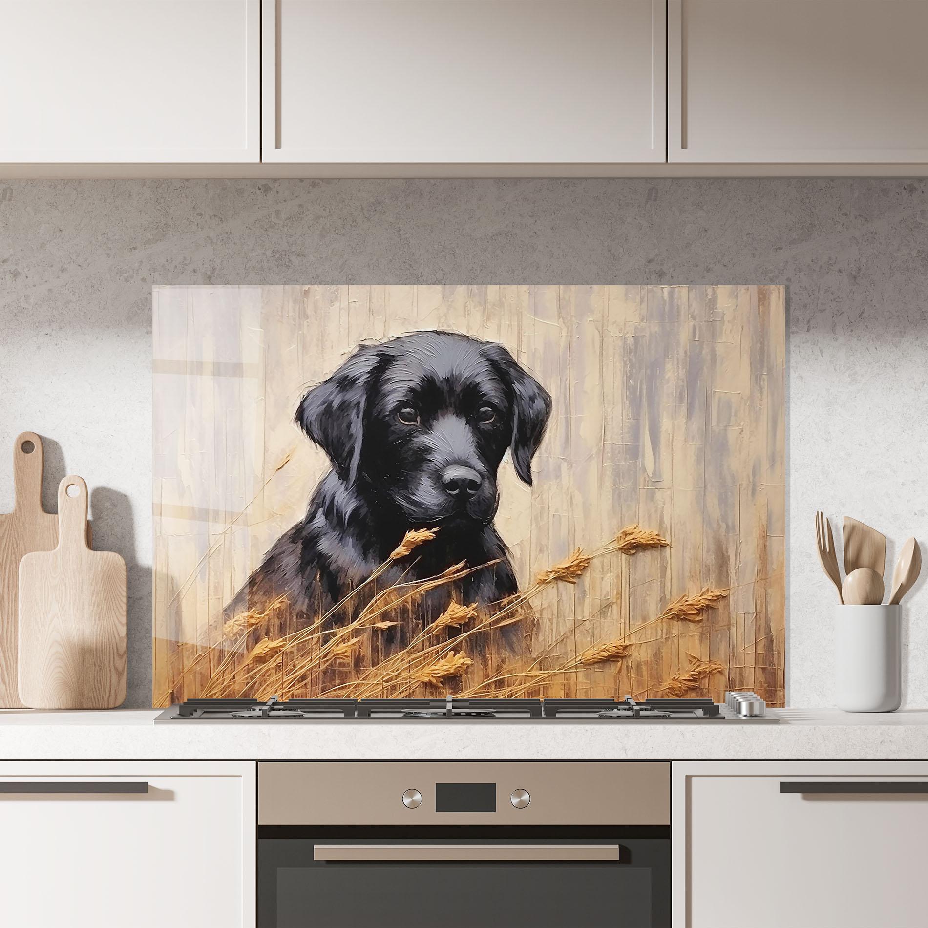 Küchenrückwand Glas Black Dog Art mockup 7