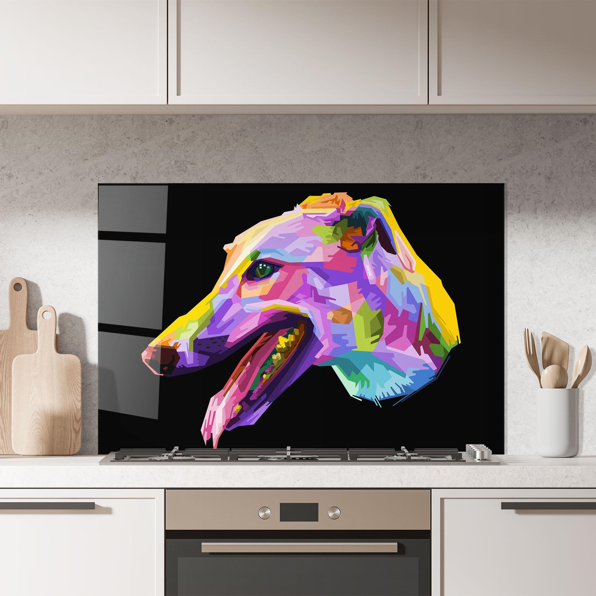 Küchenrückwand Glas Colorful Dog Art mockup 7