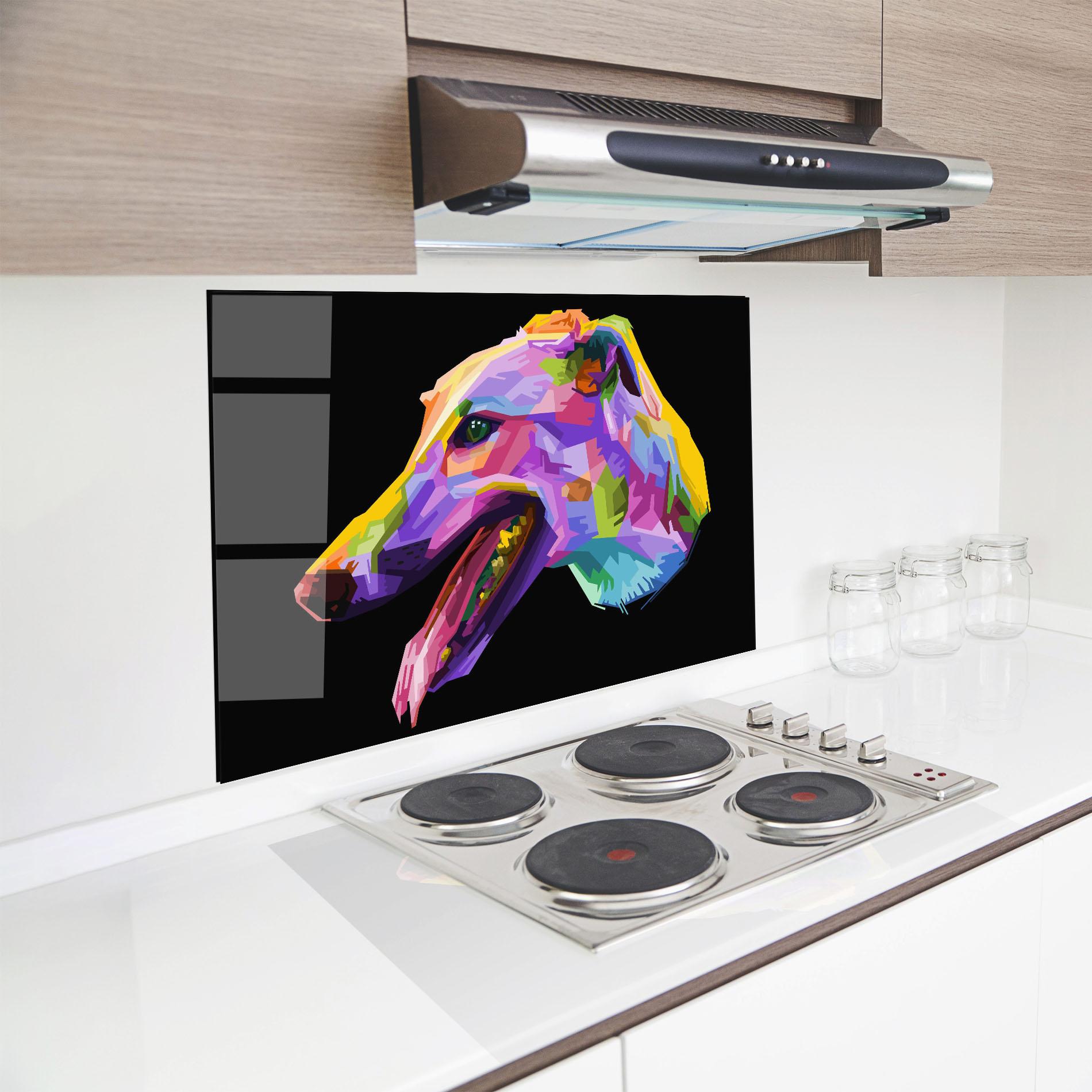 Küchenrückwand Glas Colorful Dog Art mockup 8