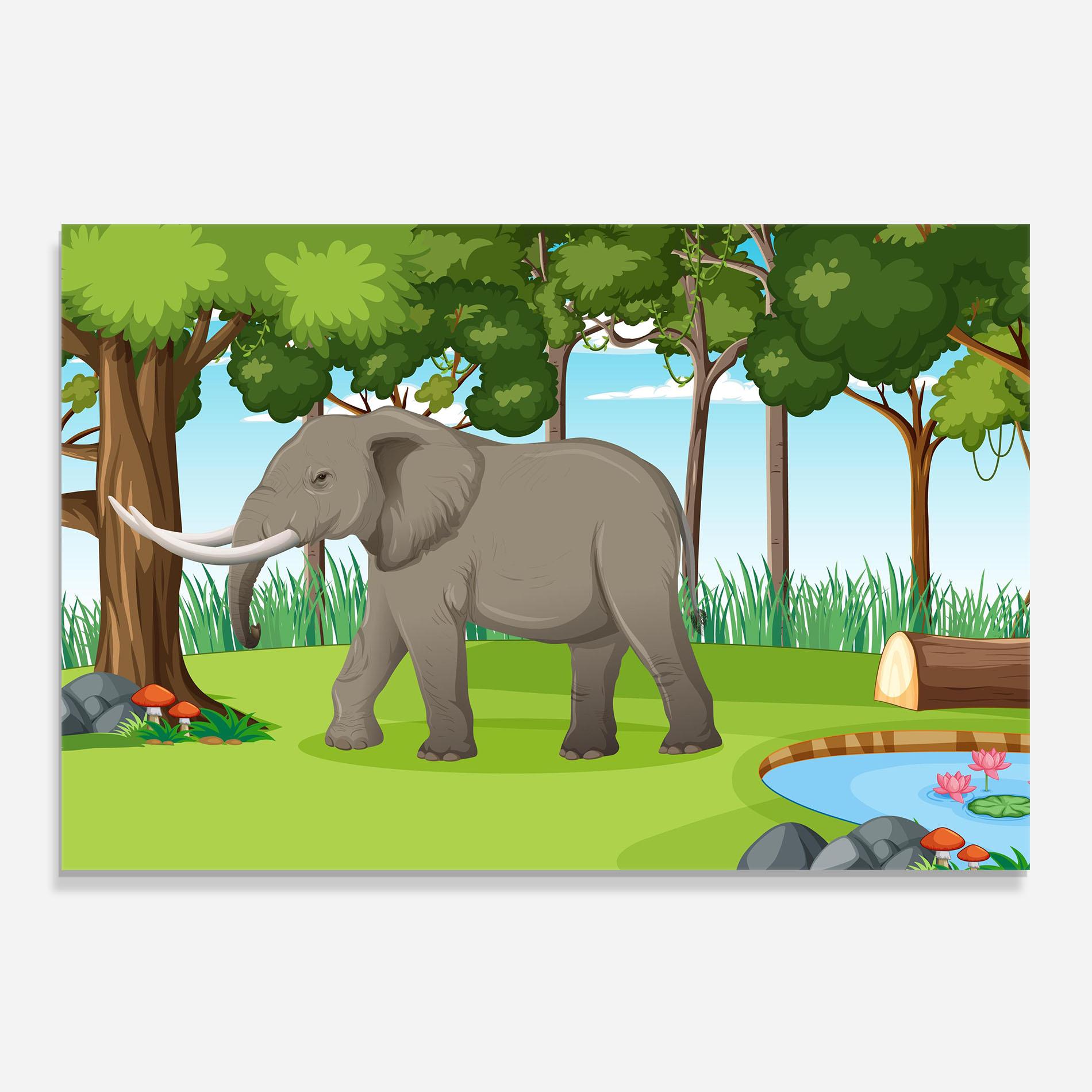 Küchenrückwand Glas Animated Elephant mockup 0