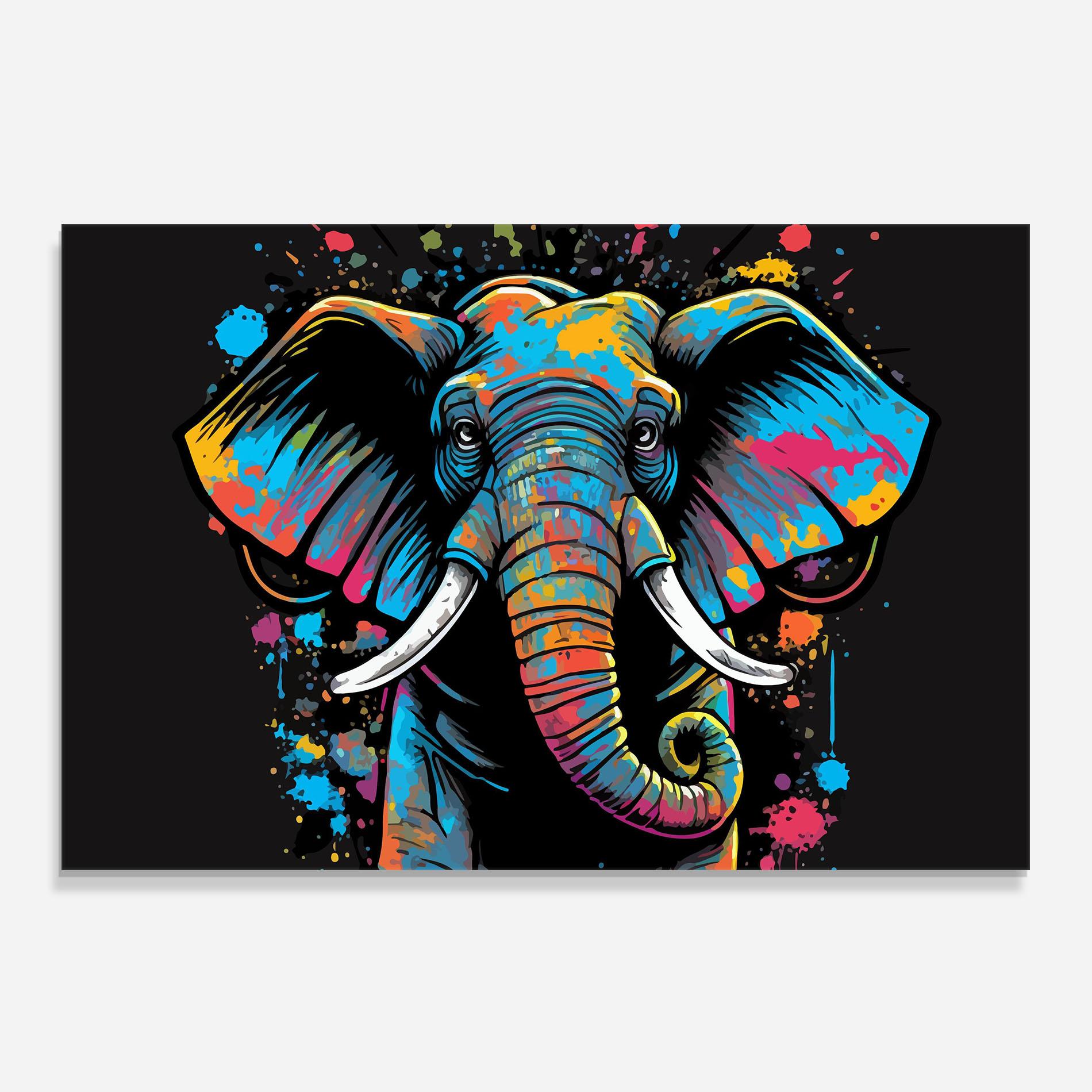 Küchenrückwand Glas Colorful Grey Elephant mockup 0
