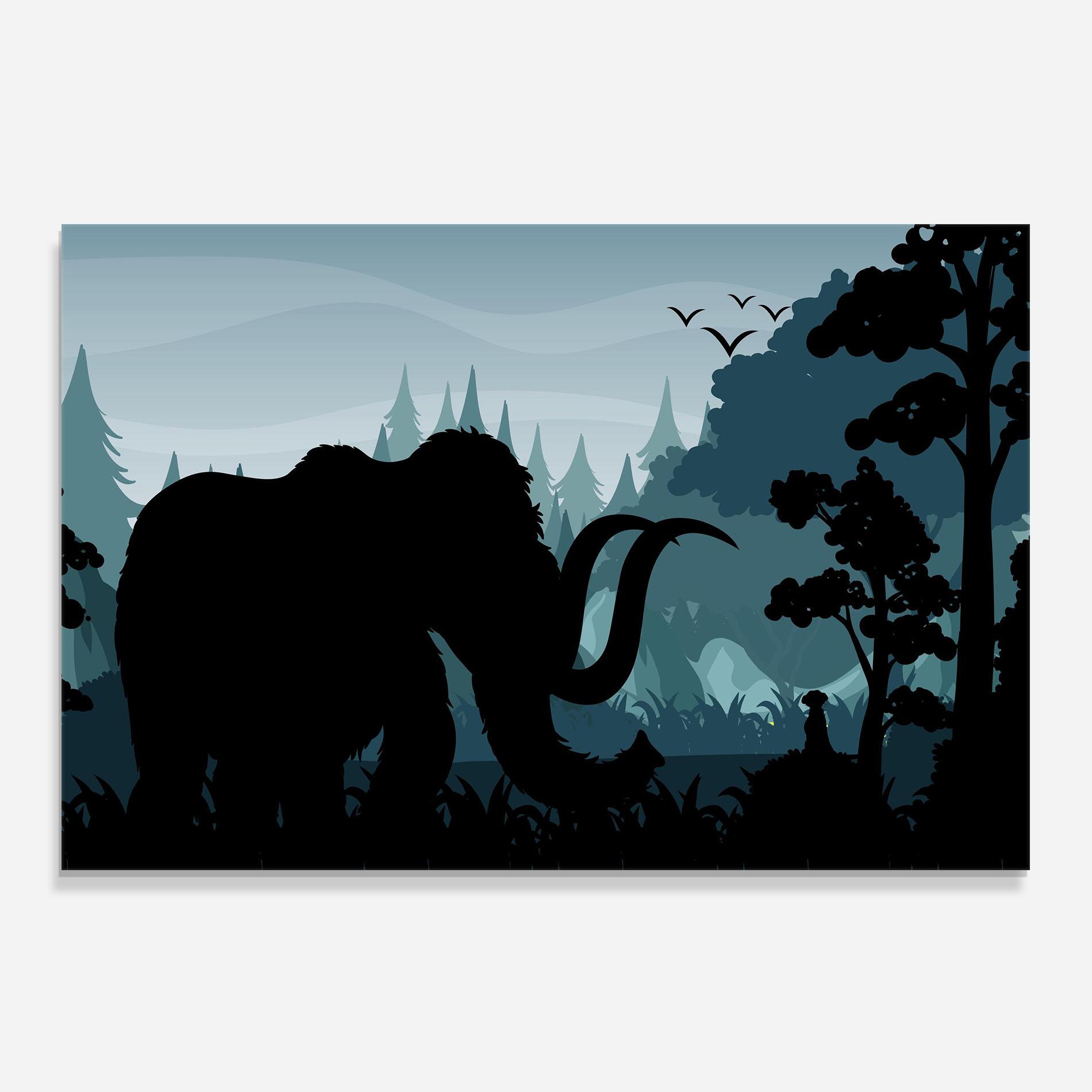 Küchenrückwand Glas Elephant Shilouette mockup 0