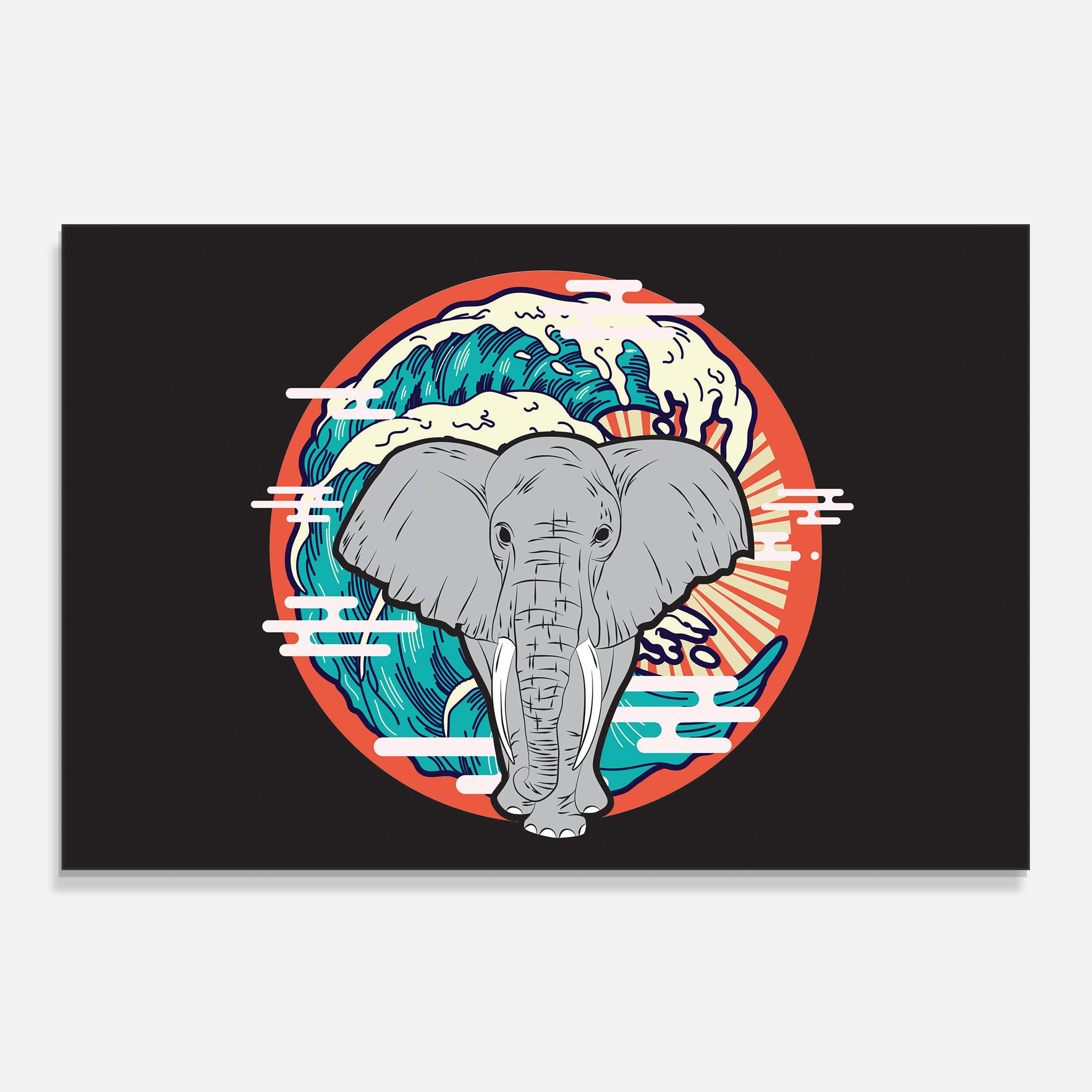 Küchenrückwand Glas Elephant Waves mockup 0