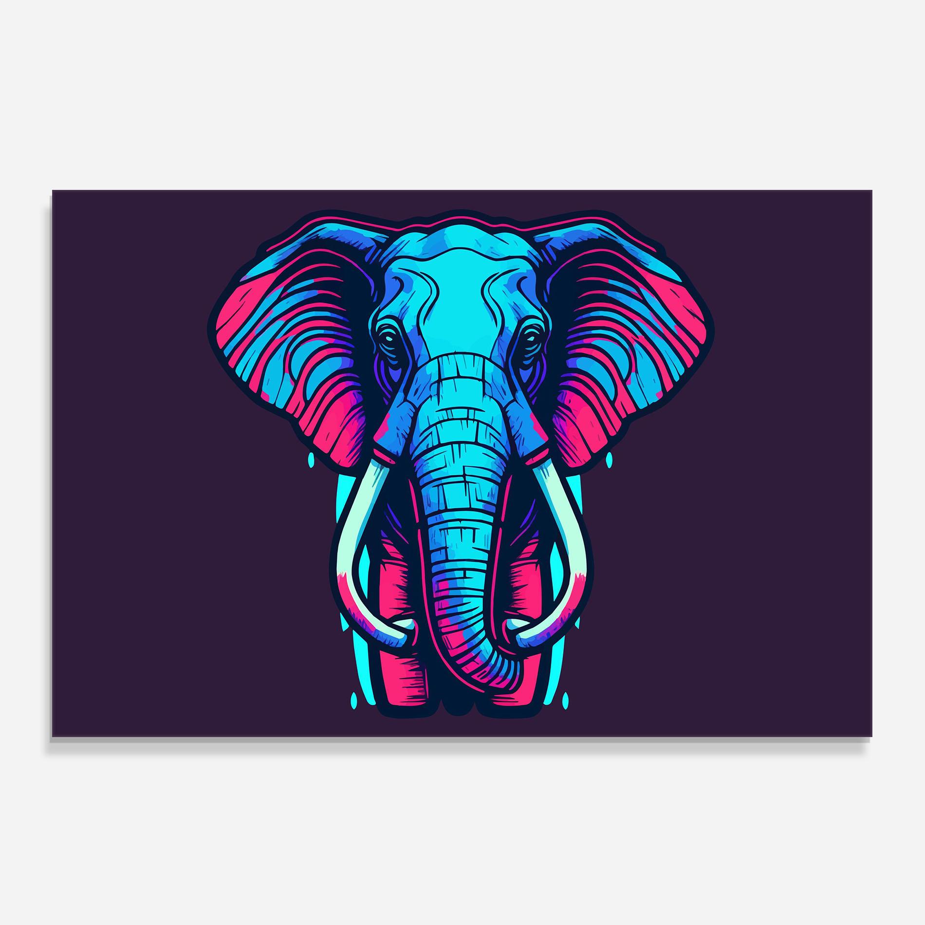 Küchenrückwand Glas Pink Blue Elephant mockup 0