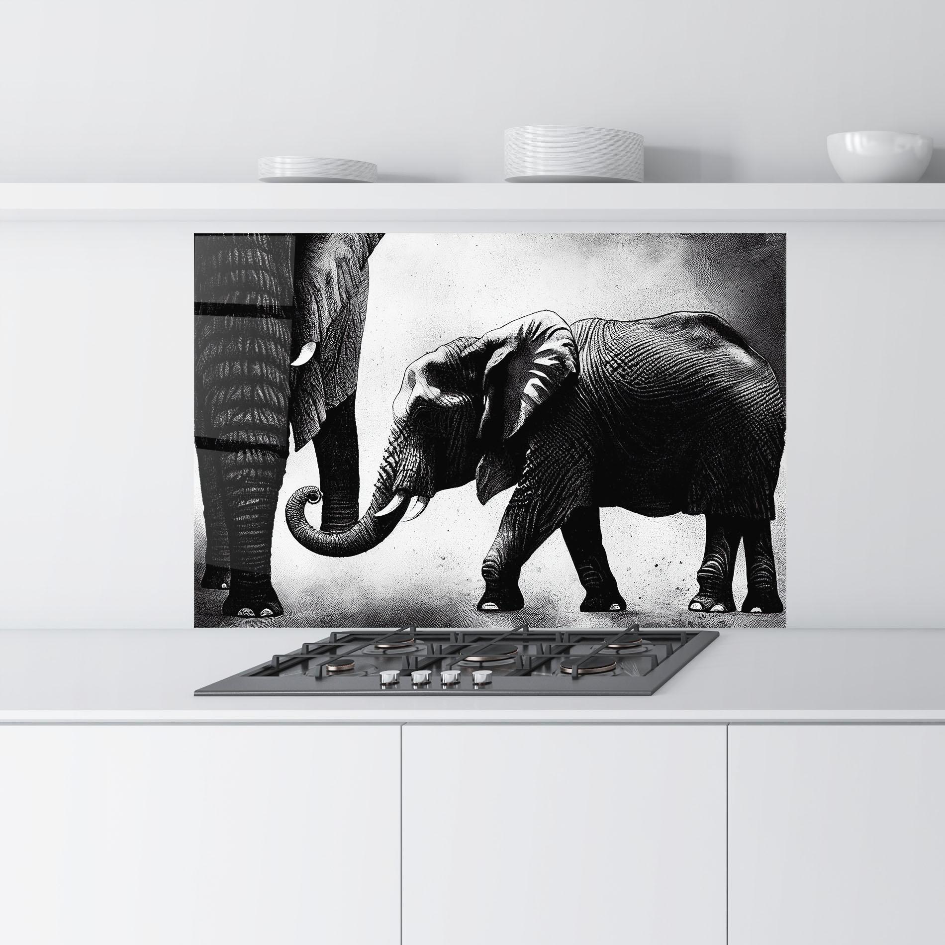 Küchenrückwand Glas Baby Elephant mockup 9