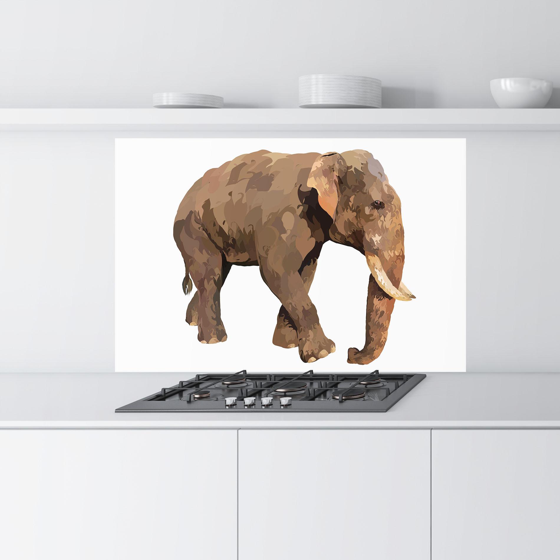 Küchenrückwand Glas Brown Elephant mockup 9