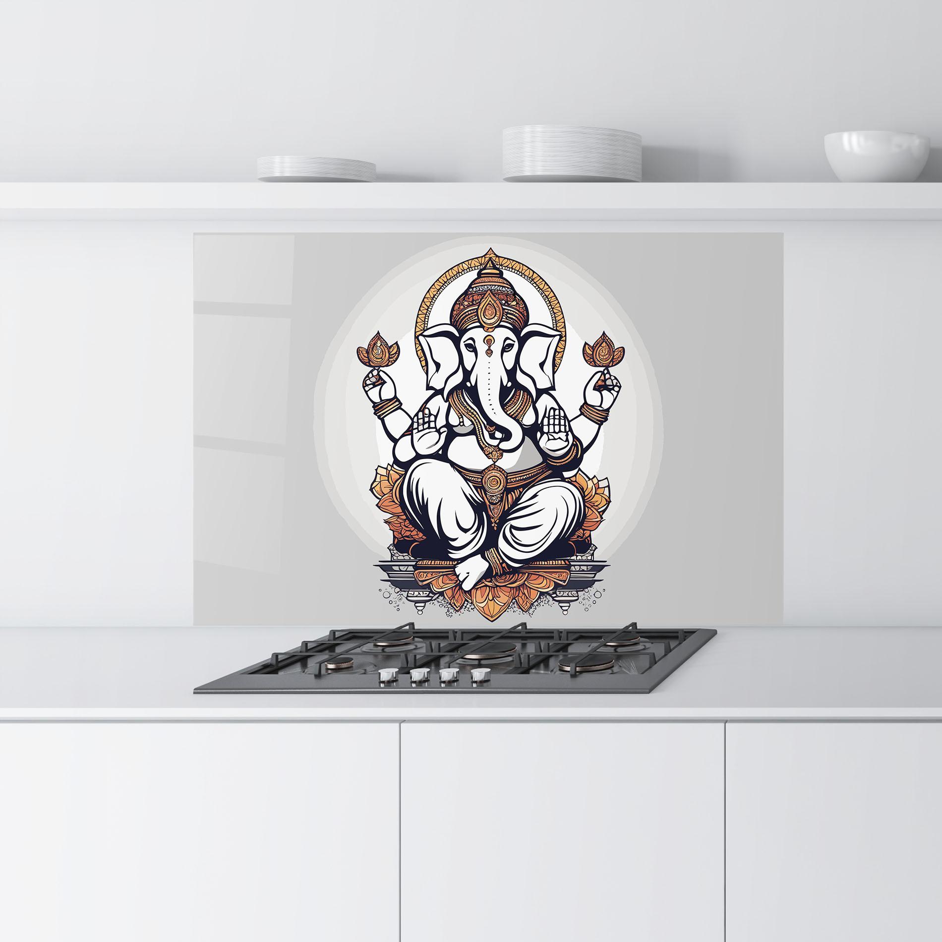 Küchenrückwand Glas Chaturthi Greys mockup 9