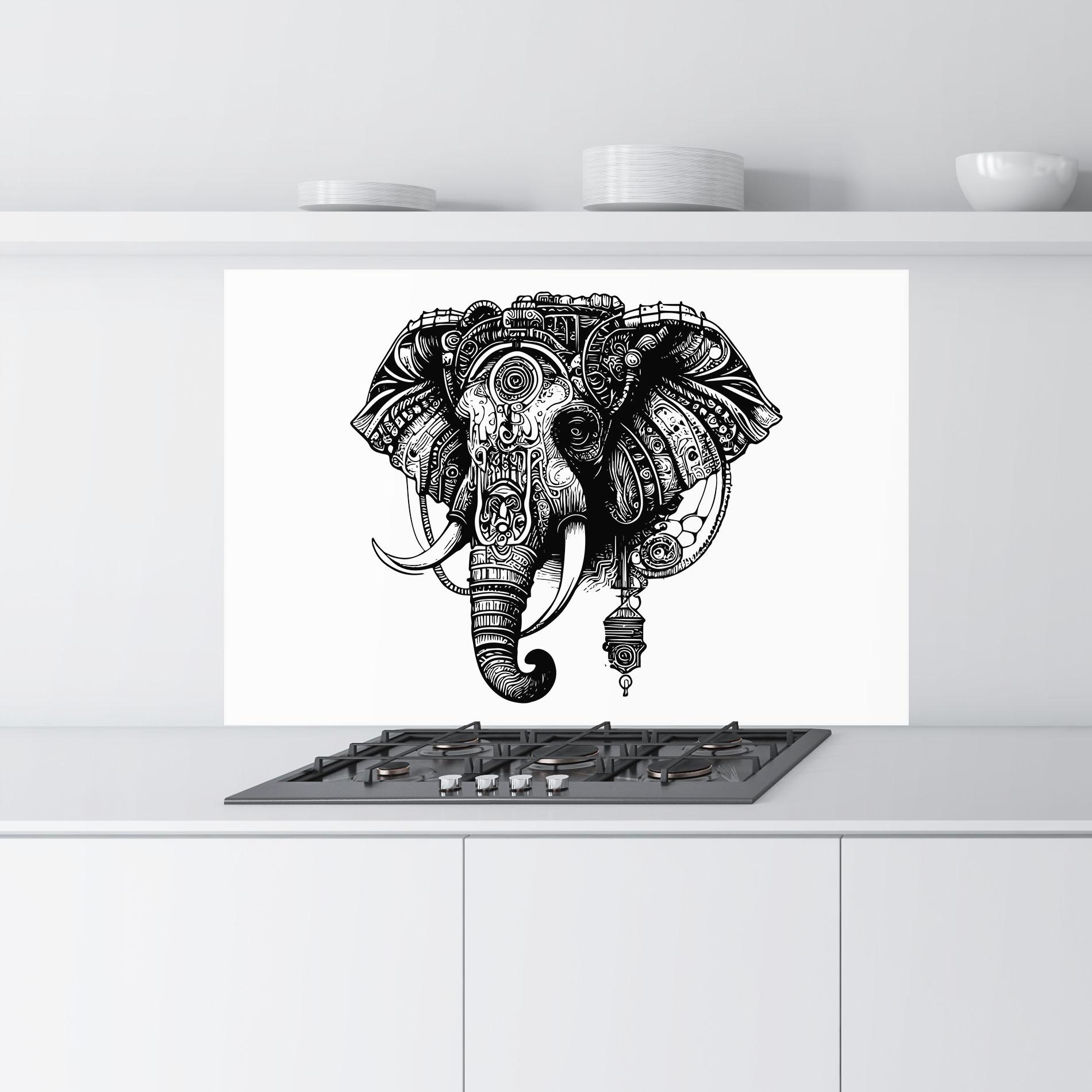 Küchenrückwand Glas Ehephant Head mockup 9