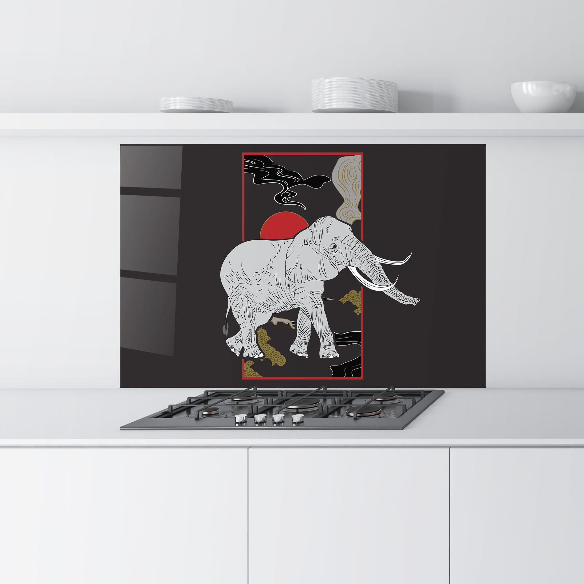 Küchenrückwand Glas Elephant Asia mockup 9