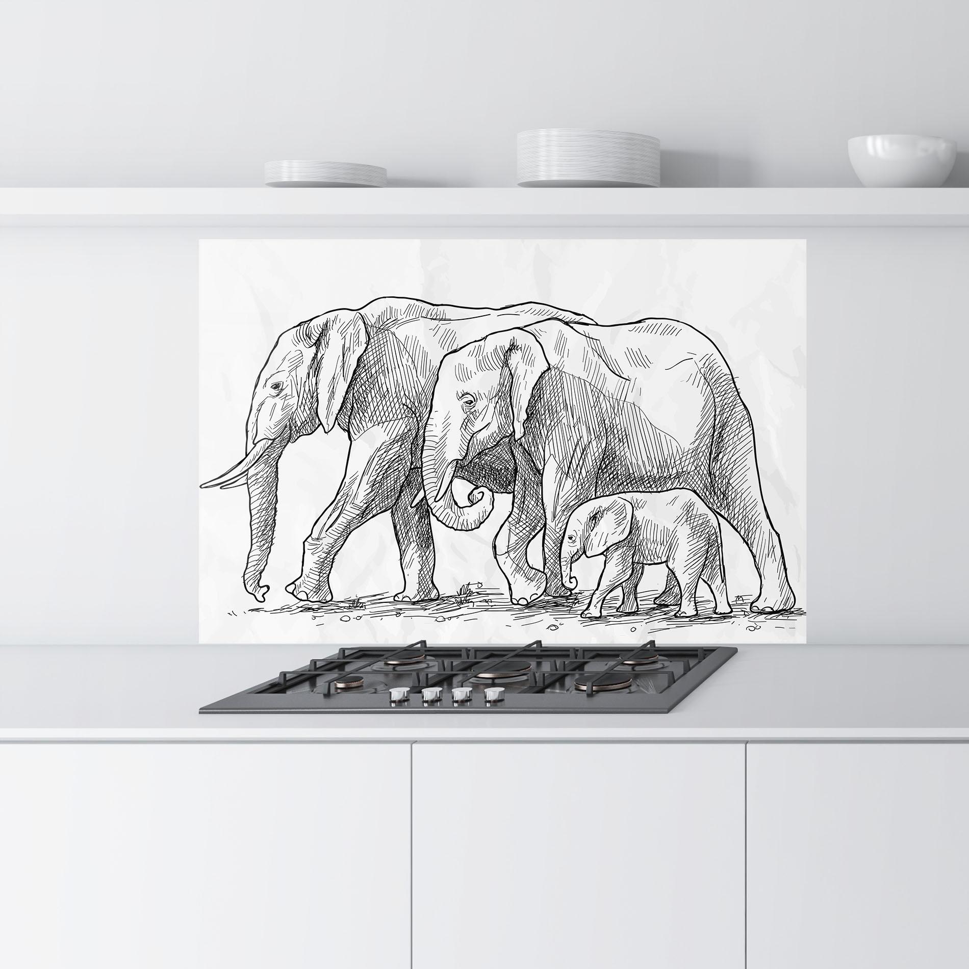 Küchenrückwand Glas Elephant Family mockup 9