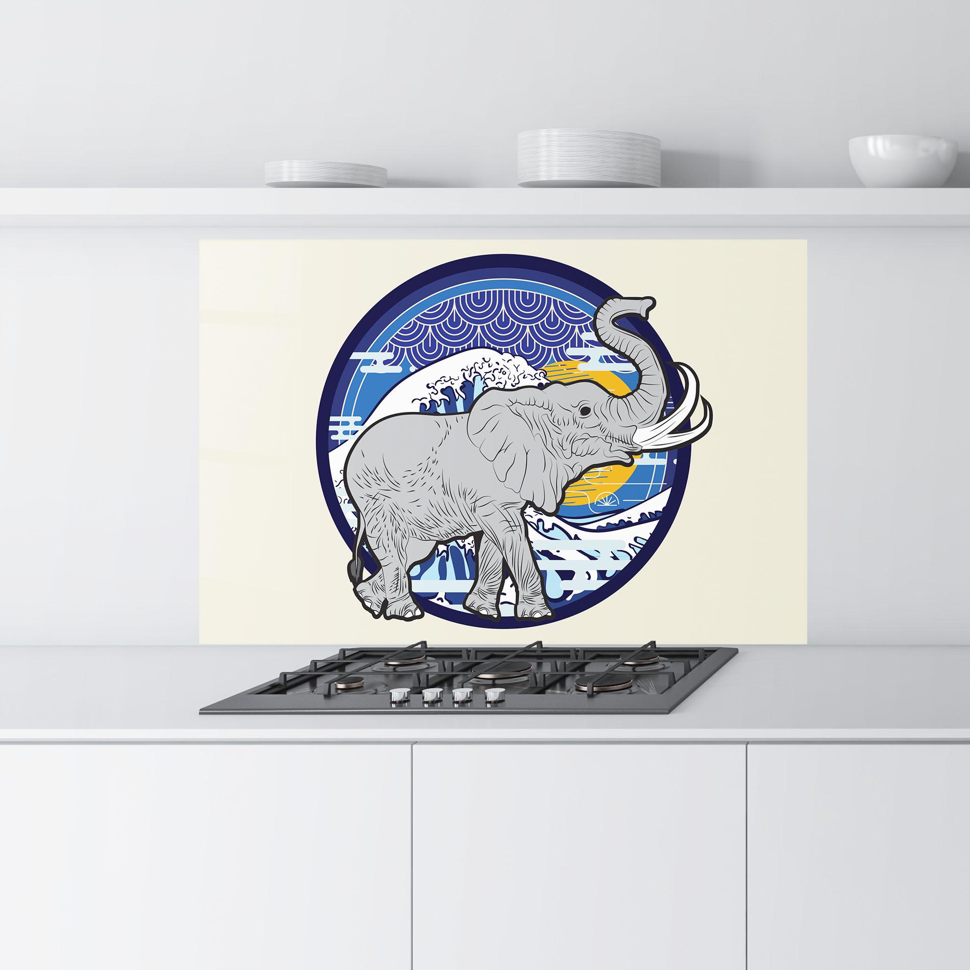 Küchenrückwand Glas Elephant On Cream mockup 9