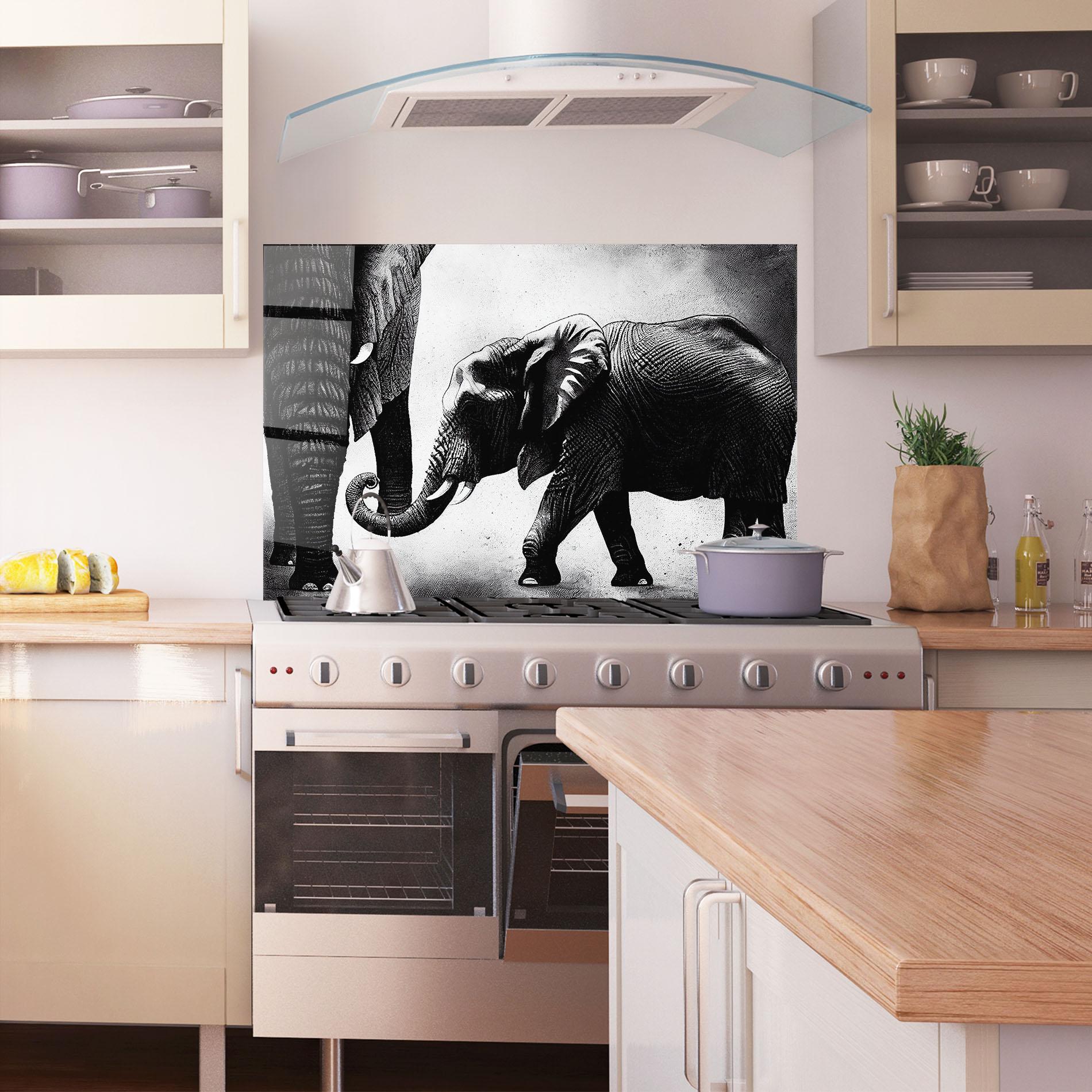 Küchenrückwand Glas Baby Elephant mockup 1