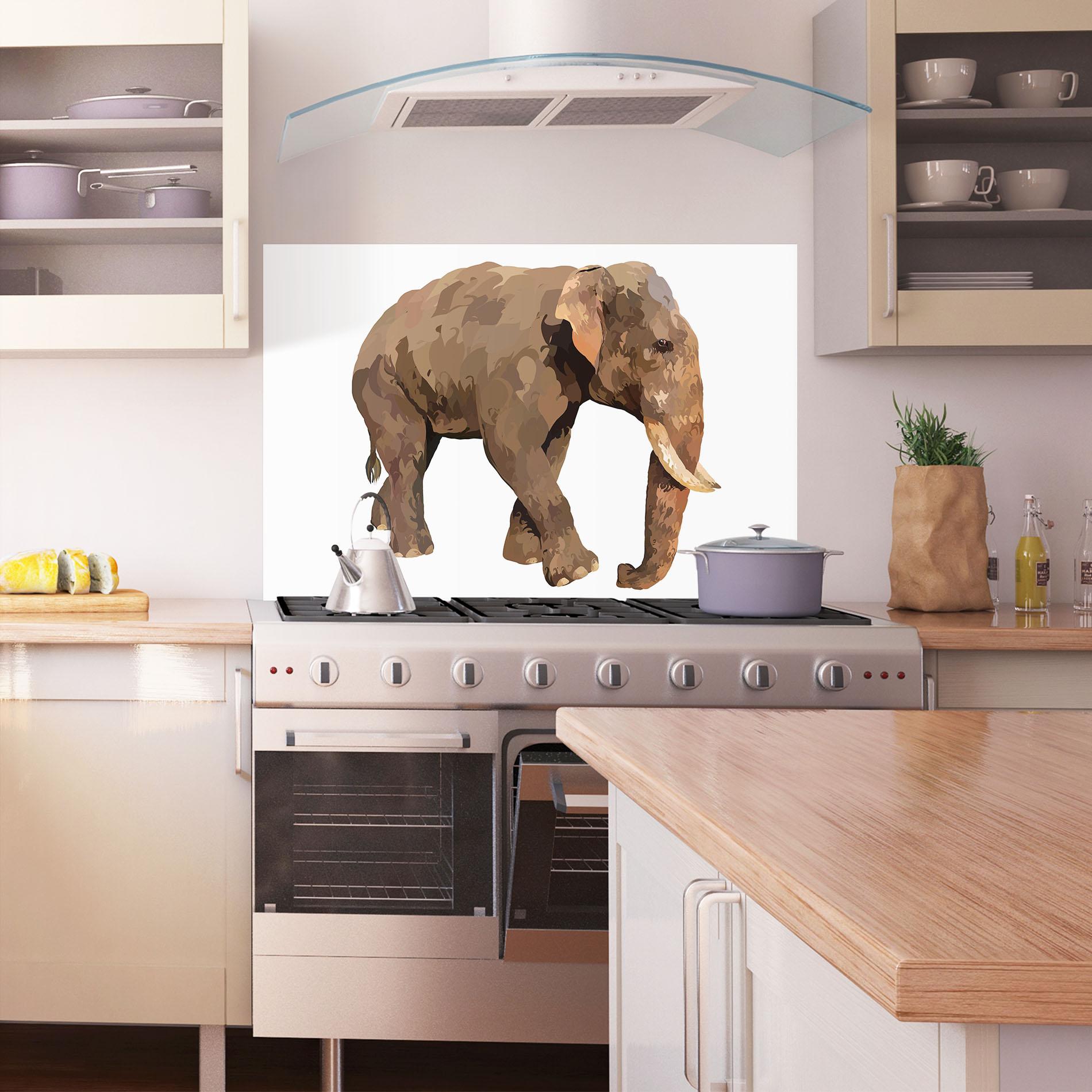 Küchenrückwand Glas Brown Elephant mockup 1