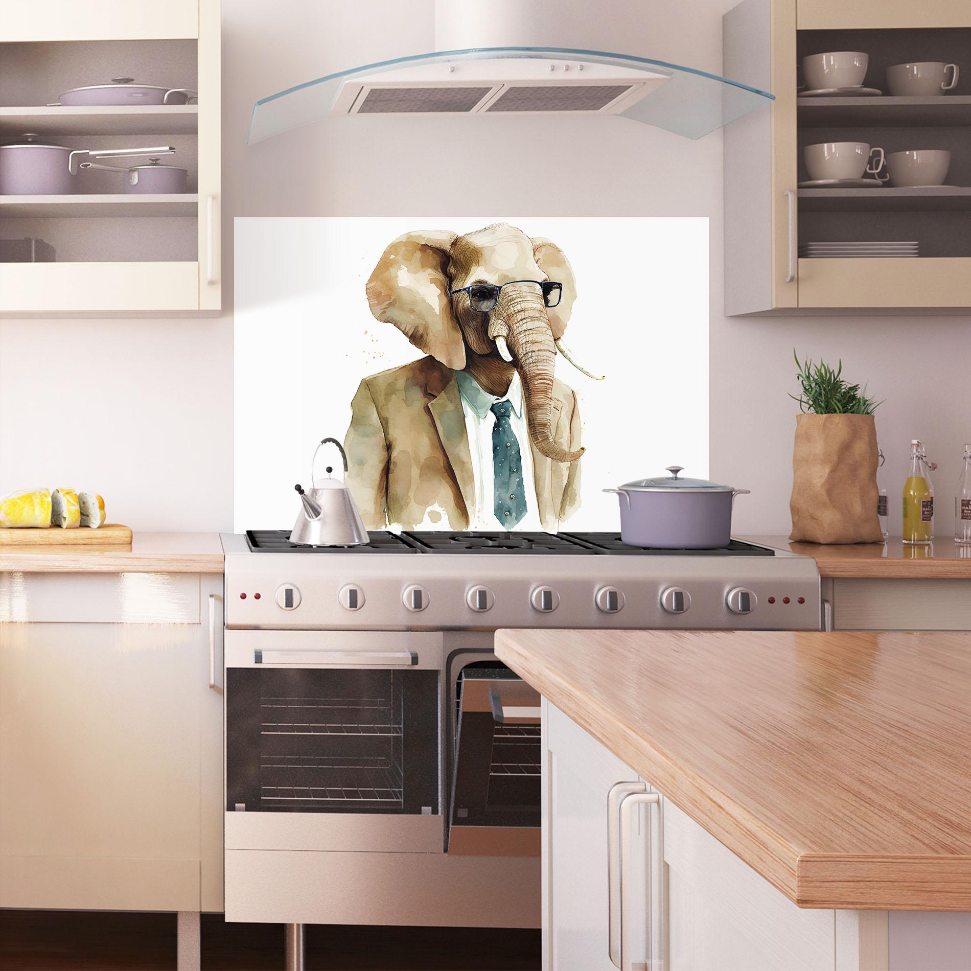 Küchenrückwand Glas Bussines Elephant mockup 1