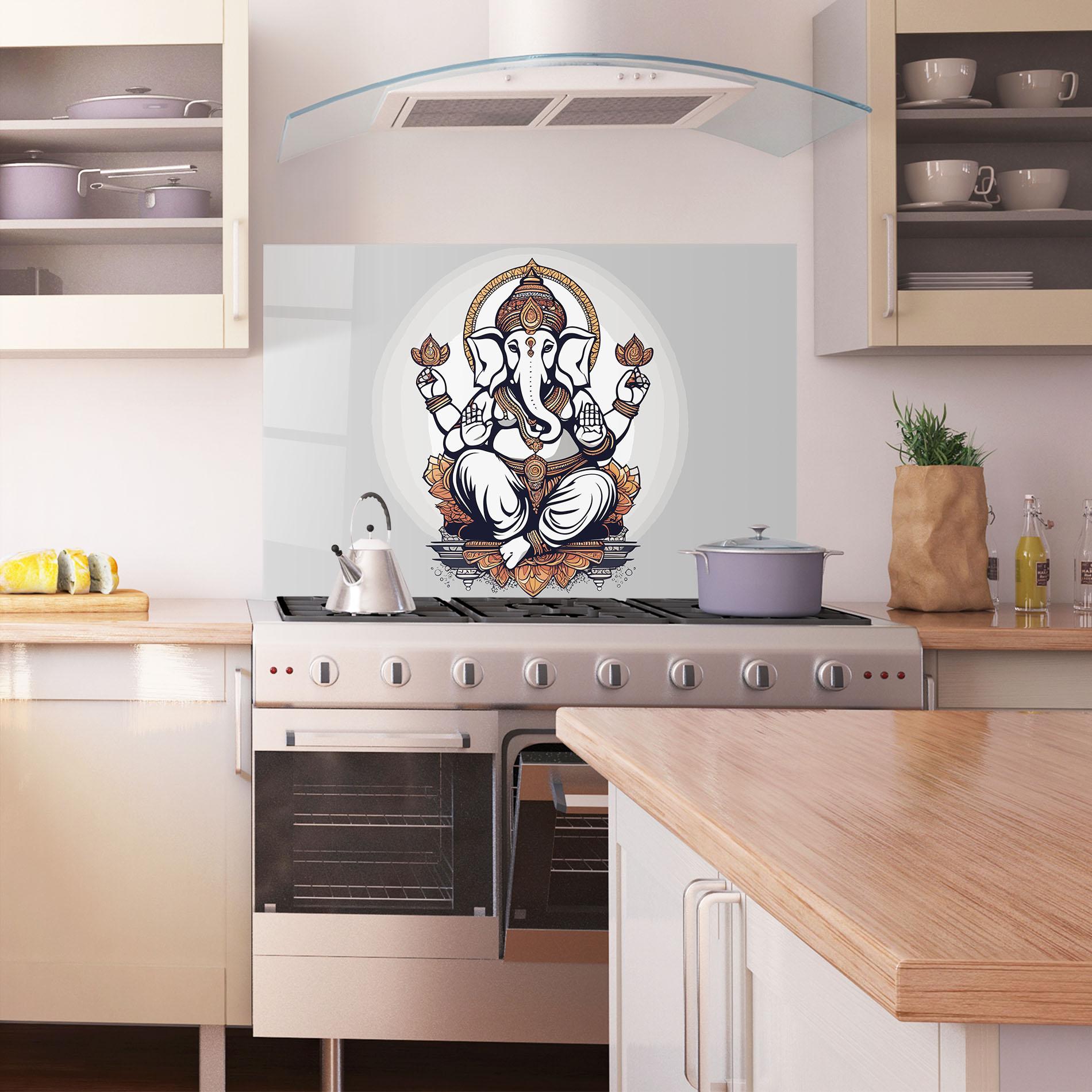 Küchenrückwand Glas Chaturthi Greys mockup 1