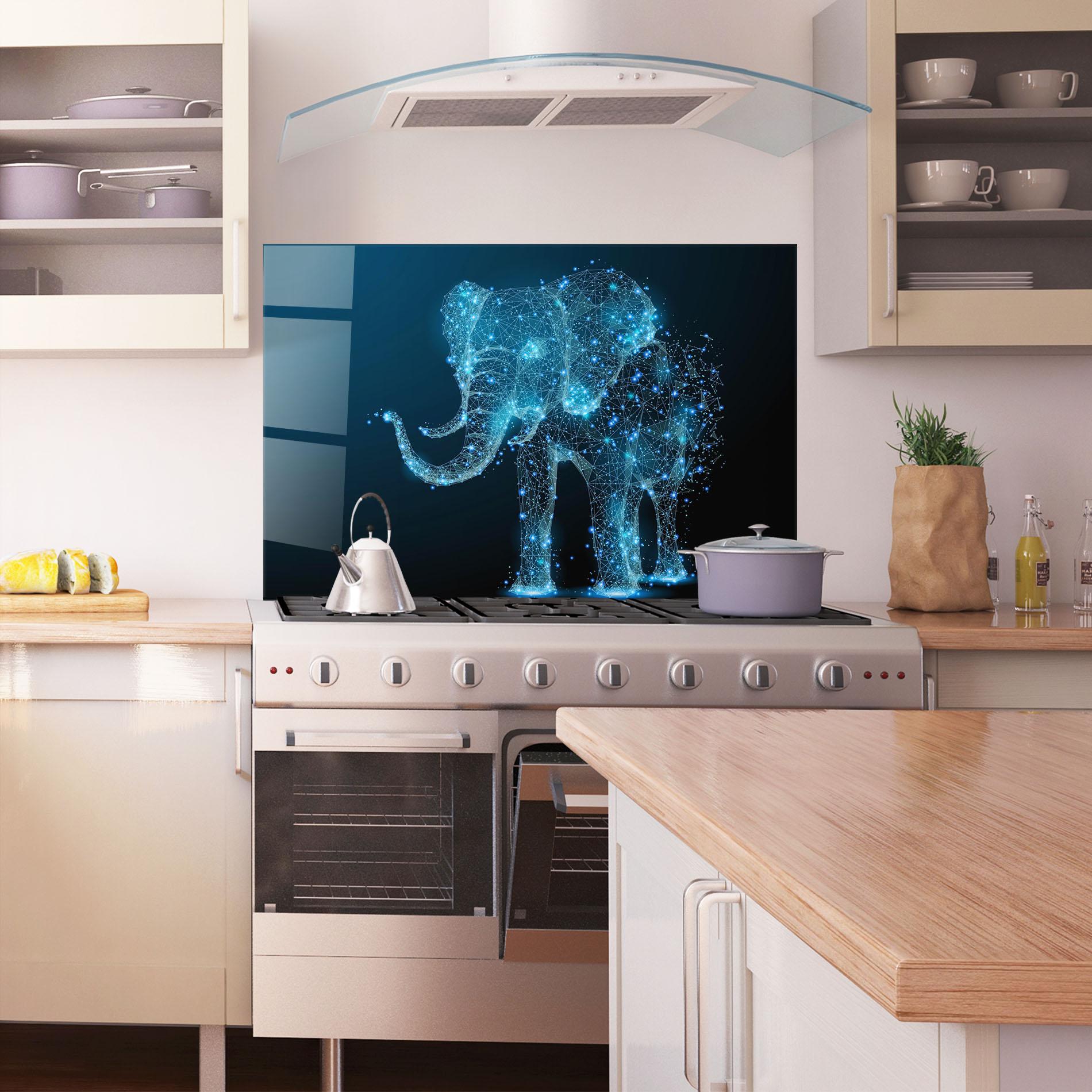 Küchenrückwand Glas Digital Elephant mockup 1