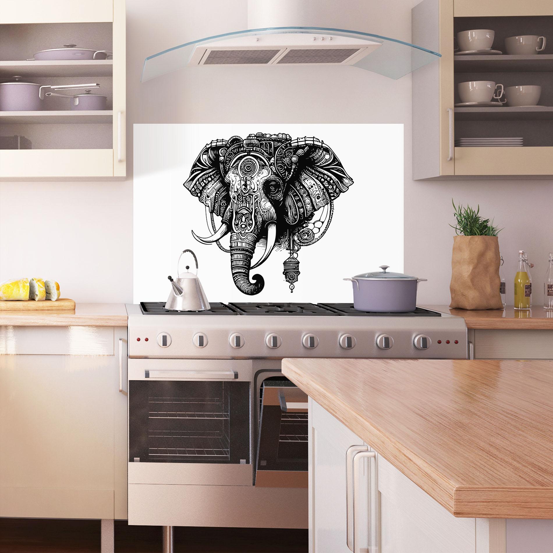 Küchenrückwand Glas Ehephant Head mockup 1