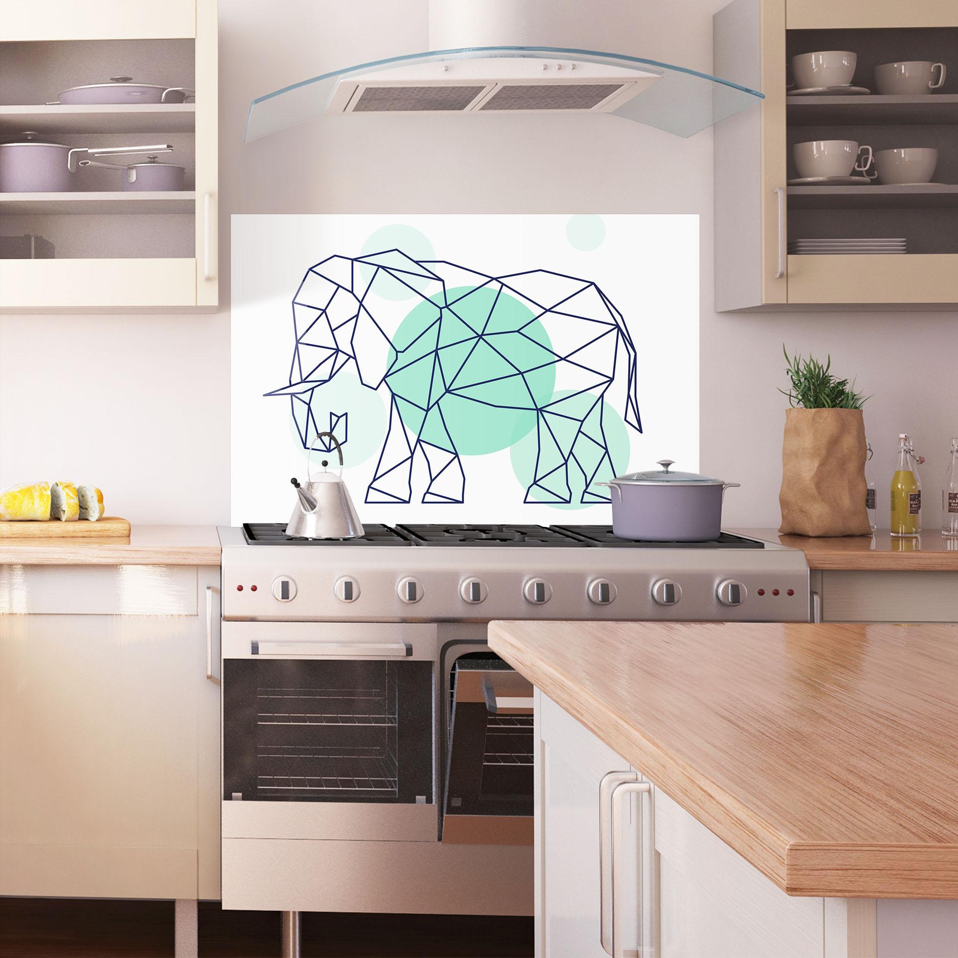 Küchenrückwand Glas Elephant Geometric mockup 1