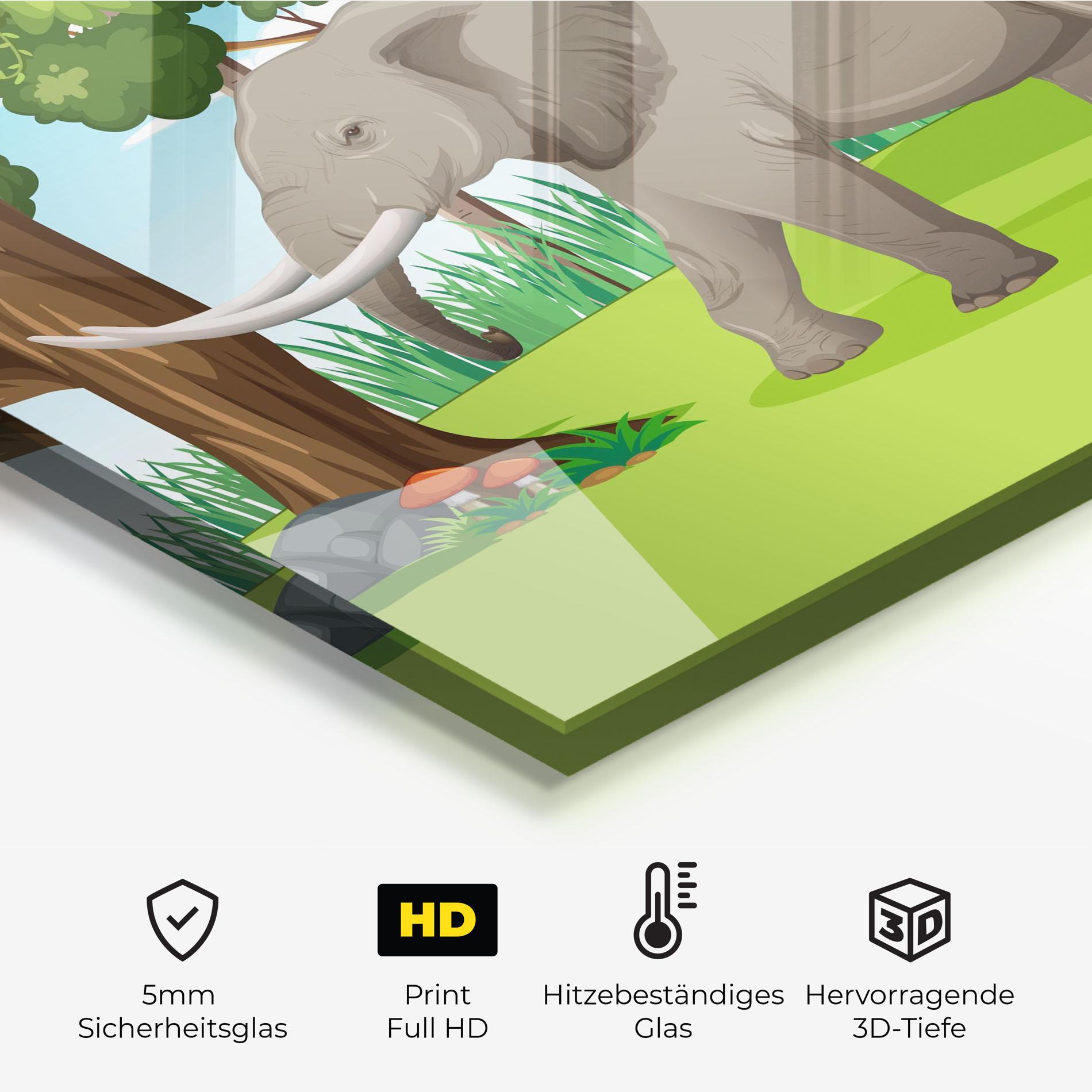 Küchenrückwand Glas Animated Elephant mockup 2