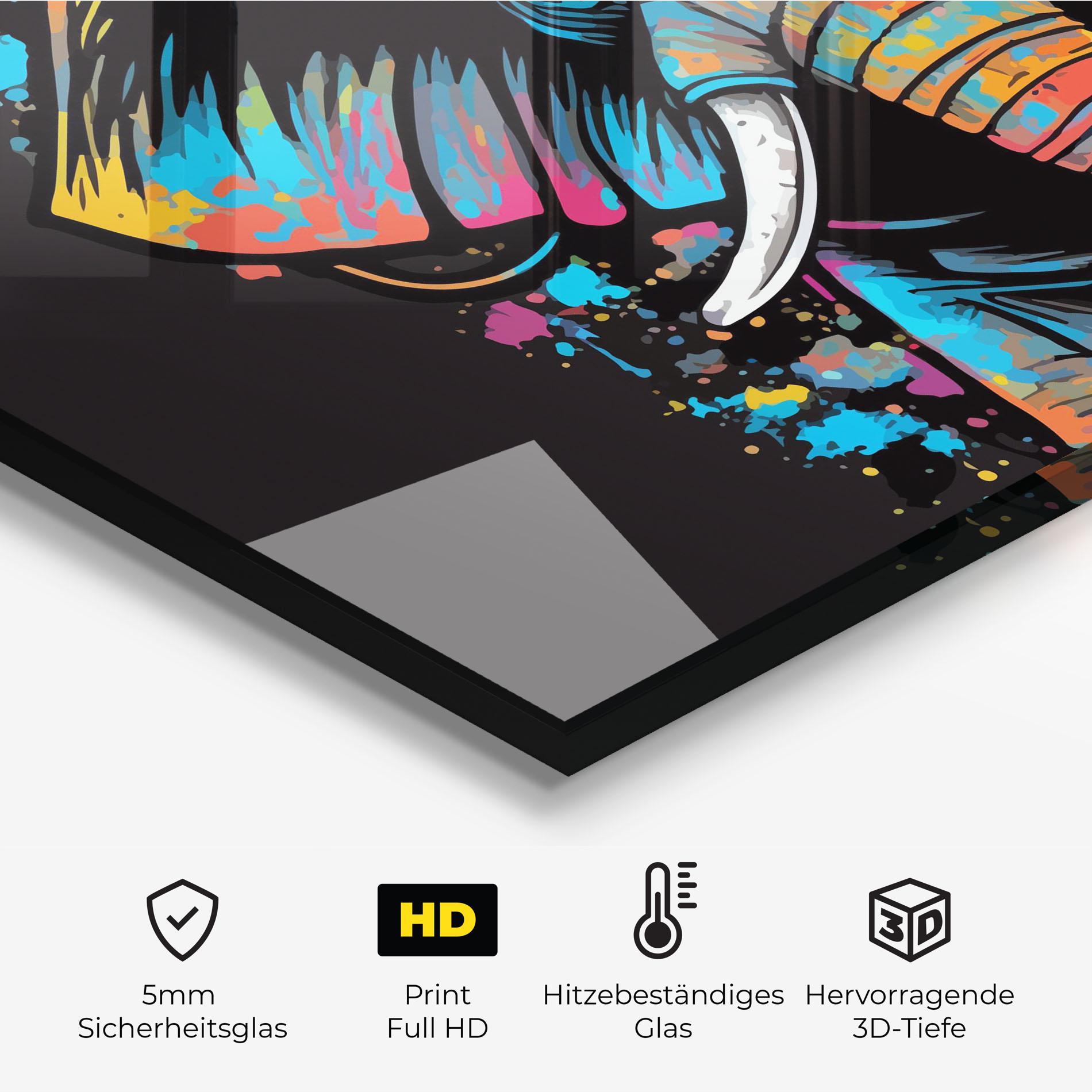 Küchenrückwand Glas Colorful Grey Elephant mockup 2