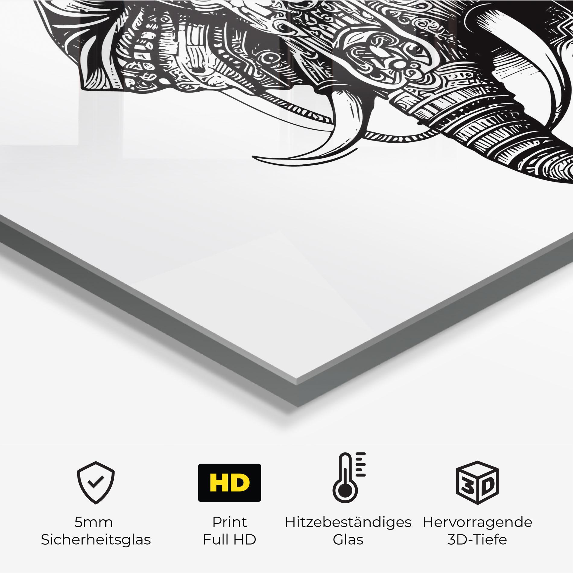 Küchenrückwand Glas Ehephant Head mockup 2